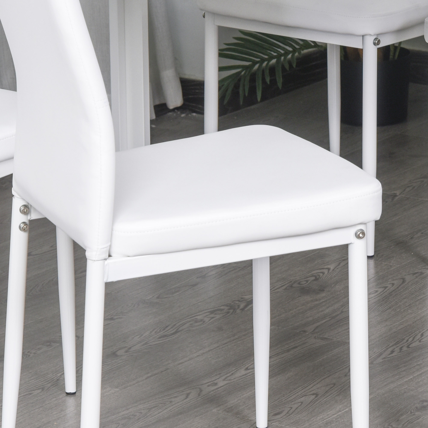 HOMCOM – Ensemble table de salle à manger pour 2, 3 pièces, table de cuisine rectangulaire en verre et chaises avec cadre en métal et revêtement en