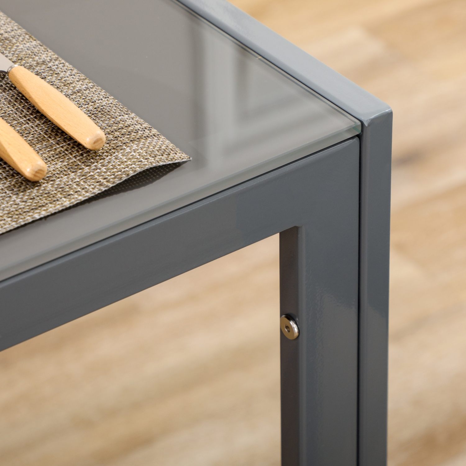 HOMCOM Dining Table Set for 2, 3-Piece Rectangular Glass Kitchen Table and Chairs with Metal Frame and Faux Leather Upholstery for Dining Room,