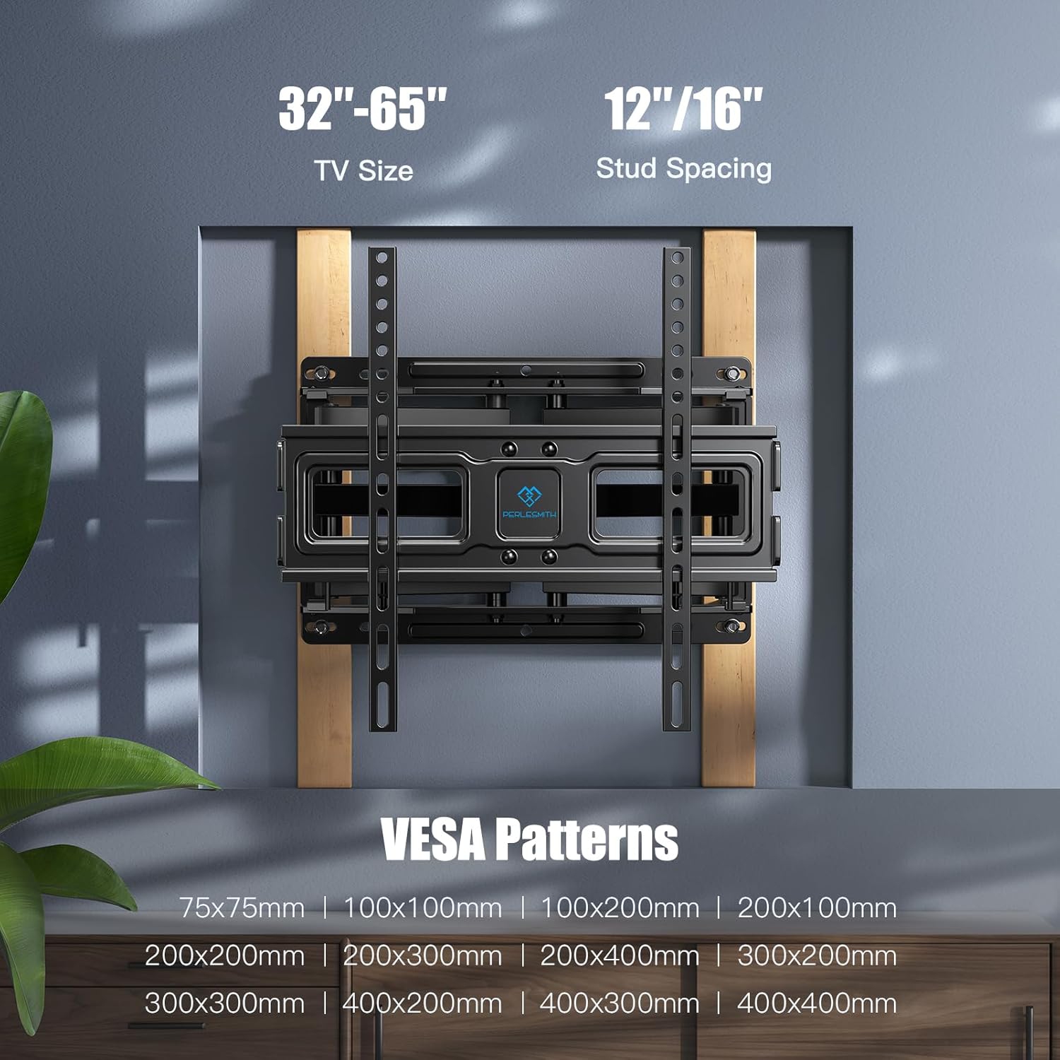 Support mural articulé PERLESMITH pour téléviseur de 32 à 65&nbsp;po