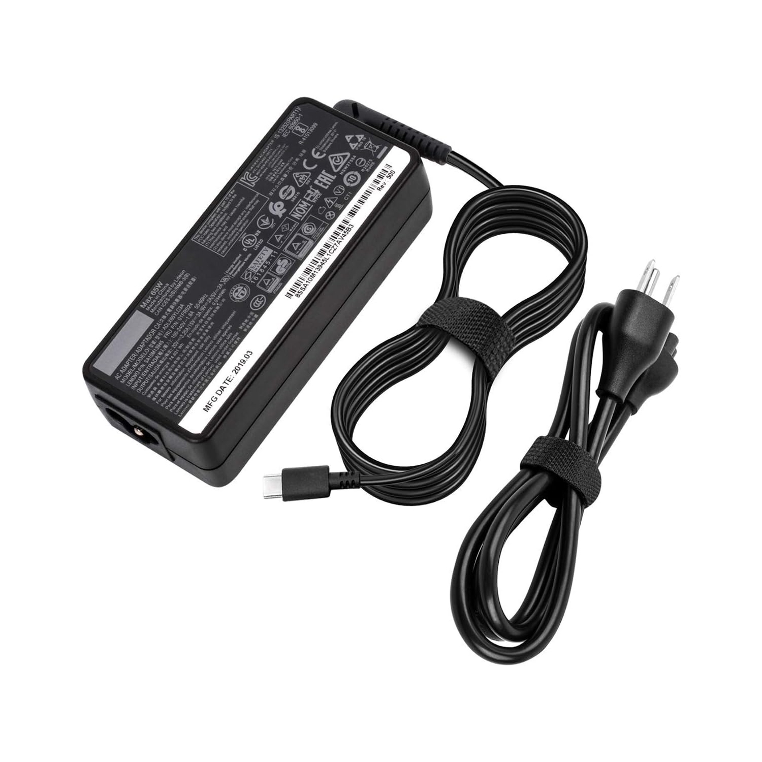 65W USB C AC Charger Fit for Lenovo ThinkPad P51S P52S TP25 T570 T580 T580P T590 ADLX65YDC3A ADLX65YCC3A ADLX65YLC3A Type C Laptop Power Supply Adapter Cord