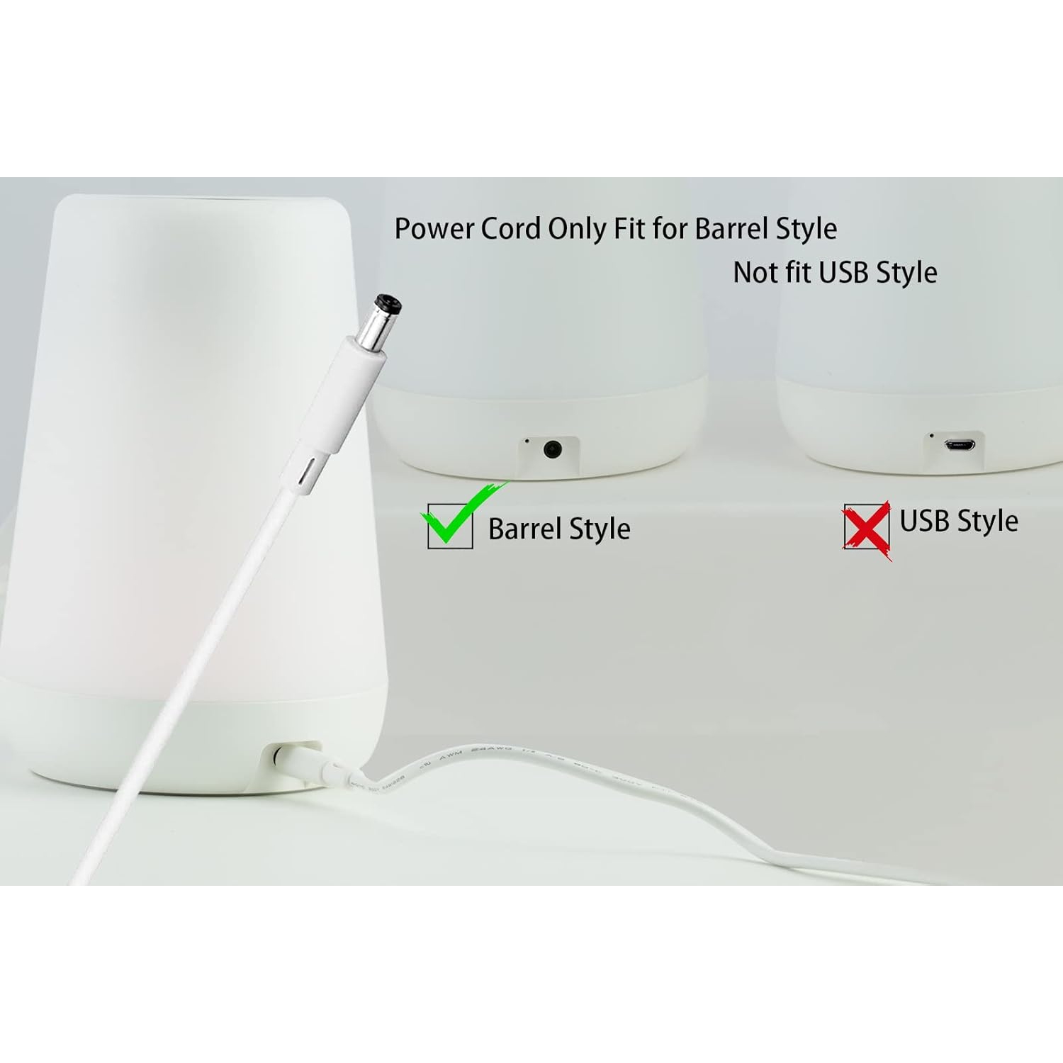 Power Cord Replacement for Hatch Baby Rest Sound Machine Night Light, Barrel Style 5V 1A White AC Supply Adapter Cable 5ft