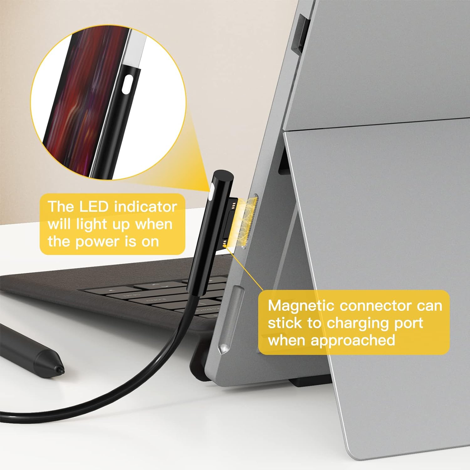 Microsoft Surface Charger 65W Surface Pro Charger Surface Laptop Charger for Surface Pro 9, 8, 7+, 7, 6, 5, 4, 3, X Surface Go Go2 Go3 Surface Laptop