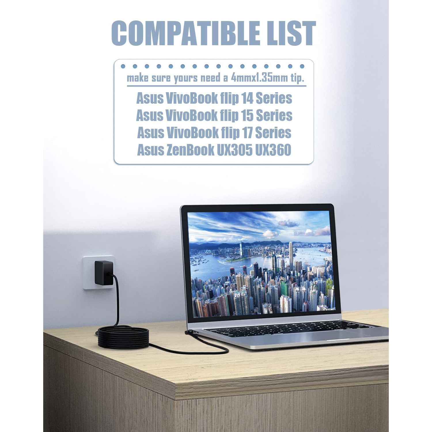 45W 65W Laptop Charger for ASUS Vivobook 17 15 14 M712D M712J M712U S15 S14 X512 X512DA X541 X540S E410M E203M E510 M413DA L210M Q504U, Zenbook UX360