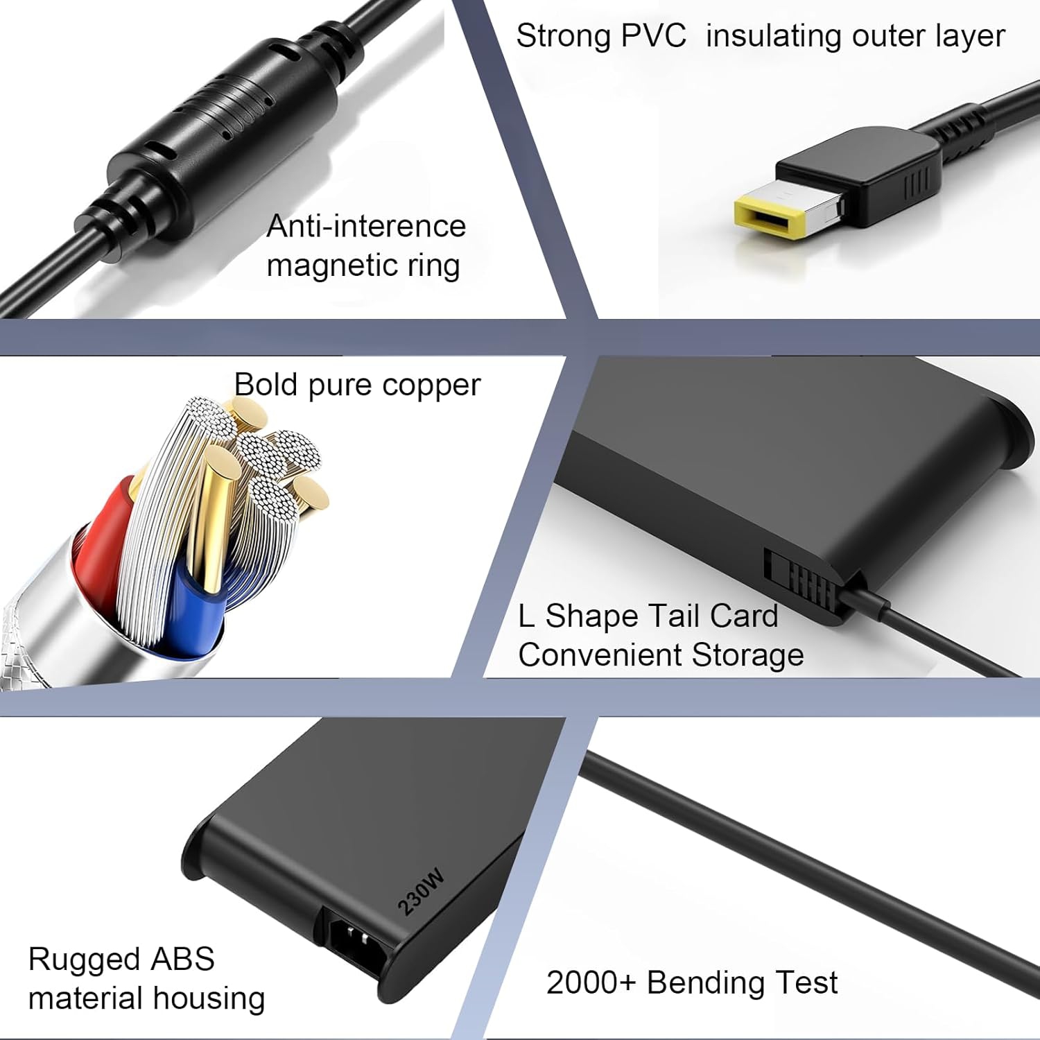Chargeur de portable de 230&nbsp;W pour chargeur Legion 5 de Lenovo, Legion 7 5P C7 S7 Y540 Y545 Y740 Y730 Y900 Y910 Y920 Y7000 Thinkpad P1 P73 P53