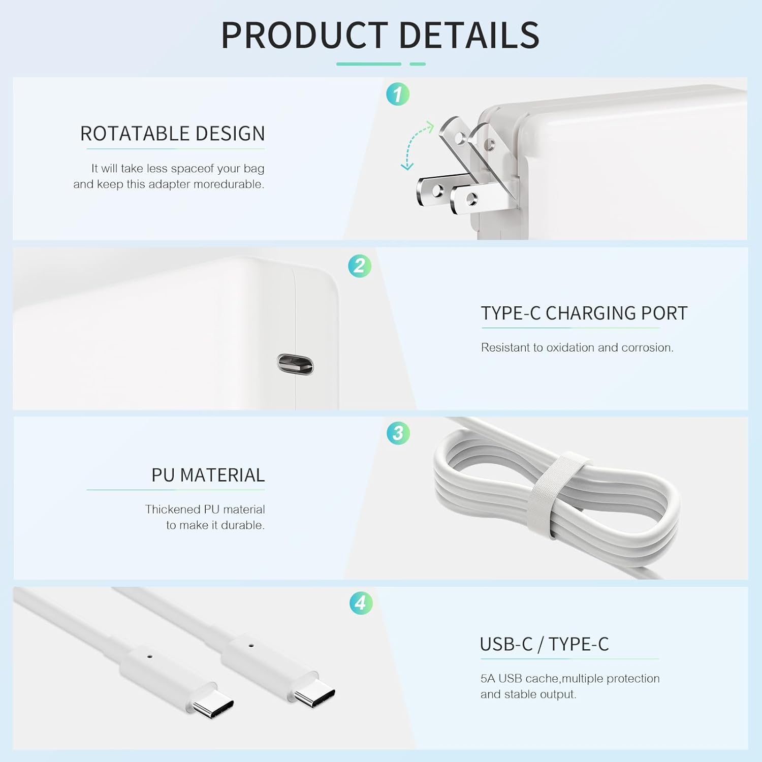 MacBook Pro Charger 96W USB-C Power Adapter for MacBook Pro Air Charger 13 14 15 16 Inch Mac Book Laptop Retina M2 M1 2023 2022 2020 2019 2018 2017