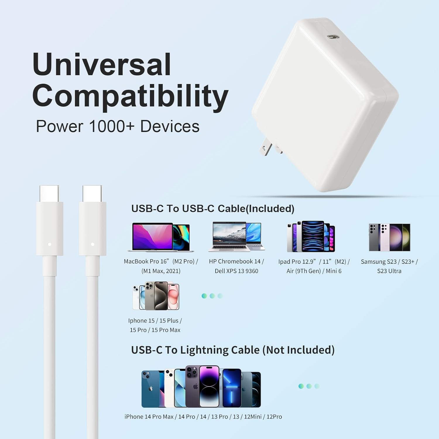 MacBook Pro Charger 96W USB-C Power Adapter for MacBook Pro Air Charger 13 14 15 16 Inch Mac Book Laptop Retina M2 M1 2023 2022 2020 2019 2018 2017