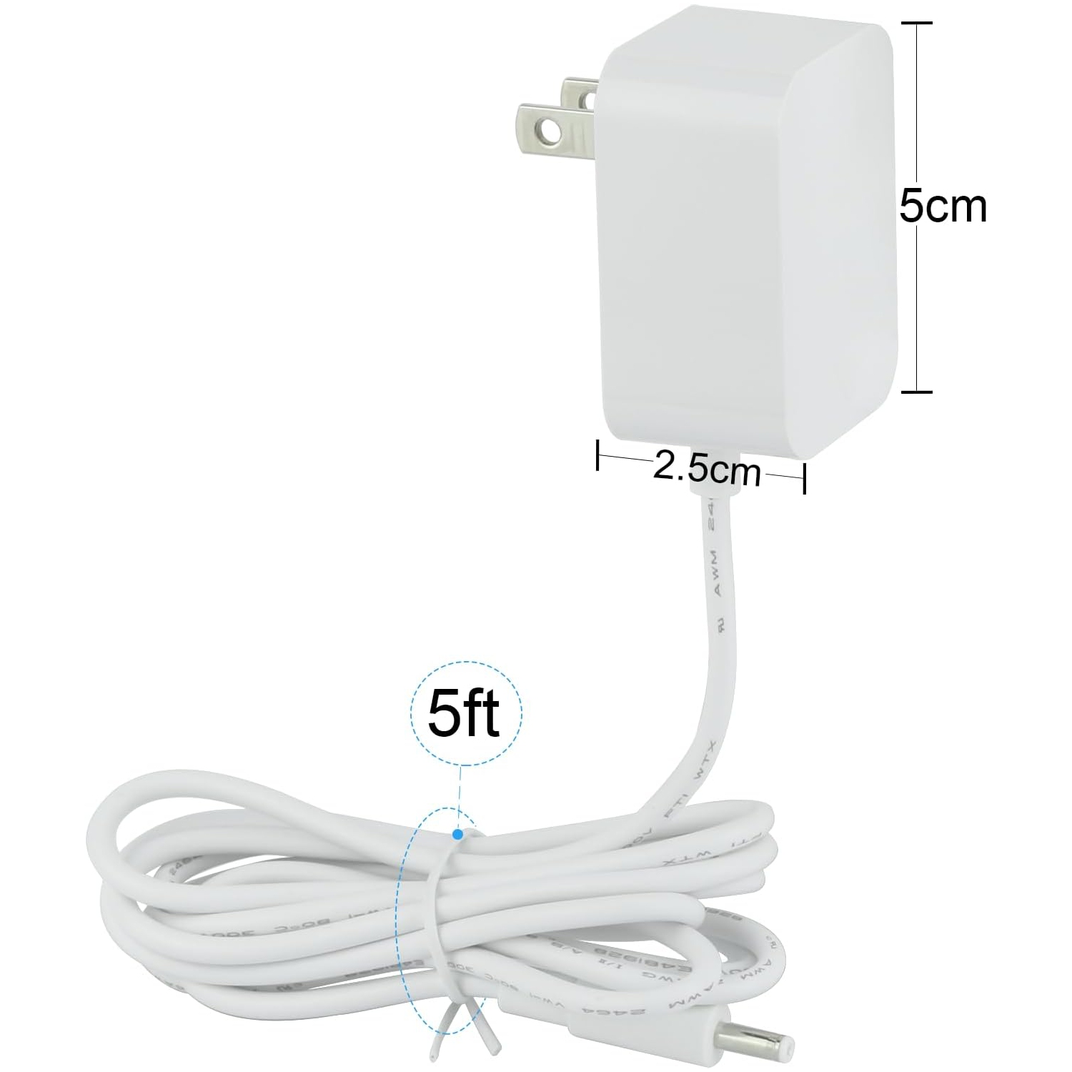 Adapter Power Cord Replacement for Hatch Baby Rest, Rest+ and Rest Mini Sound Machine, Barrel Style 5V 2A White AC Supply Charger with 5ft Cable