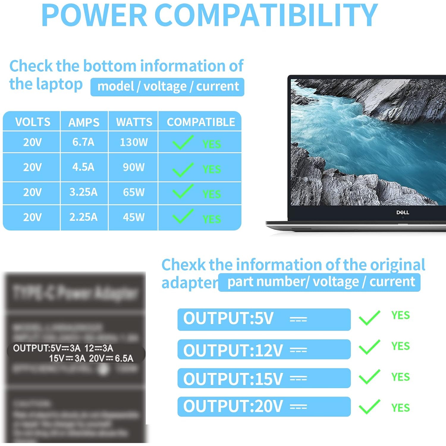 130W USB C Laptop Charger for Dell Precision 5770 5760 5750 5570 3571 5470 3561 3551 3541 5530 5550 3550 3570 3480,XPS 15 9520 9510 17 9720 9710 9700