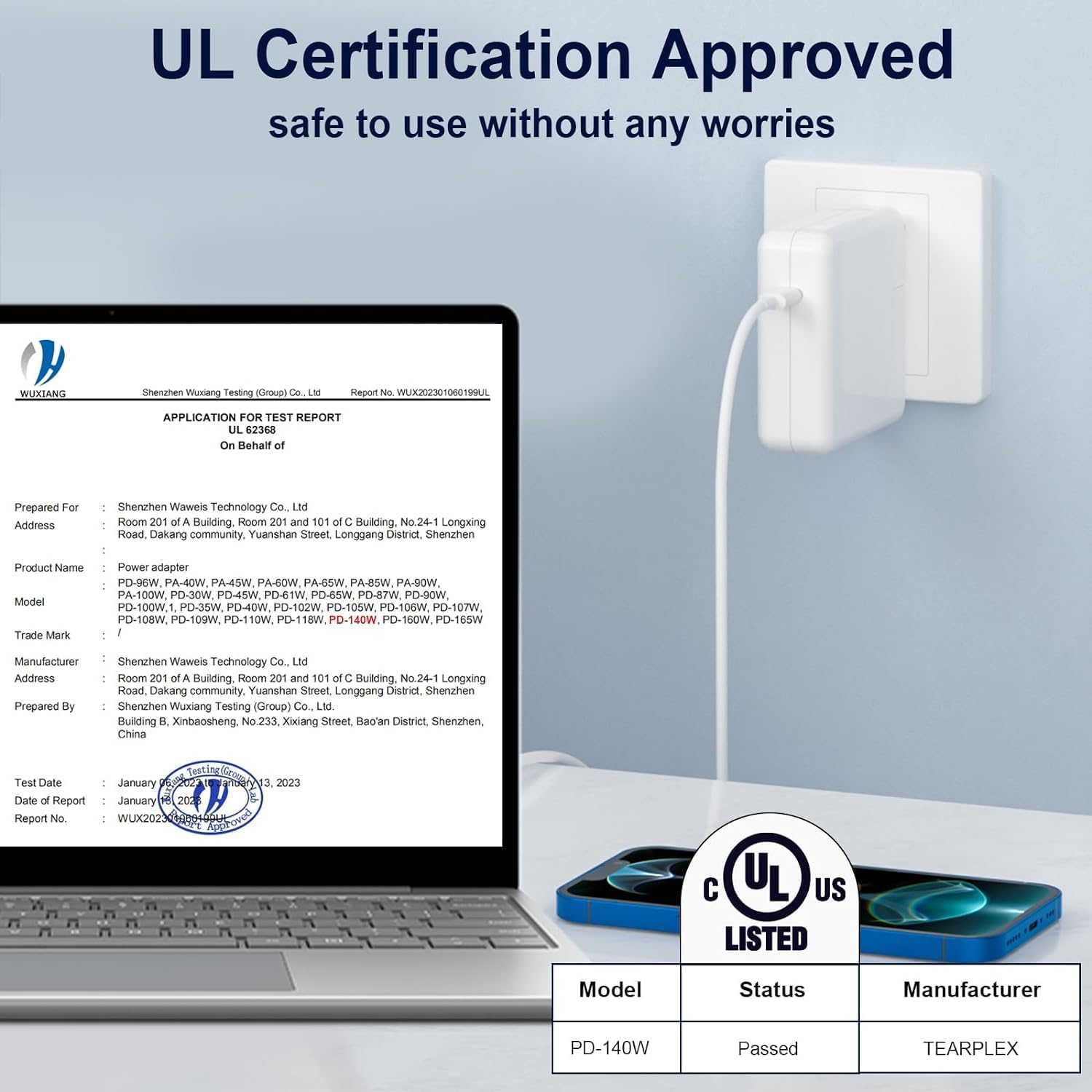 140W Mac Book Pro Charger - USB C Fast Charger Power Adapter, Compatible with MacBook Pro 16, 15, 14, 13 Inch, MacBook Air 13 Inch, Included 5.9 ft