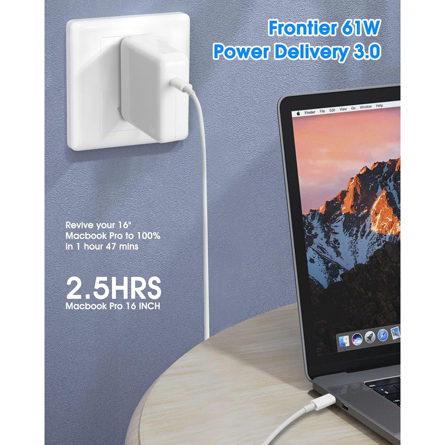 Mac Book Pro Charger, 61W 67W USB C Charger Power Adapter for MacBook Air MacBook Pro 13 14 15 inch 2023 2022 2021 2020 2019 2018, M1 M2 Included