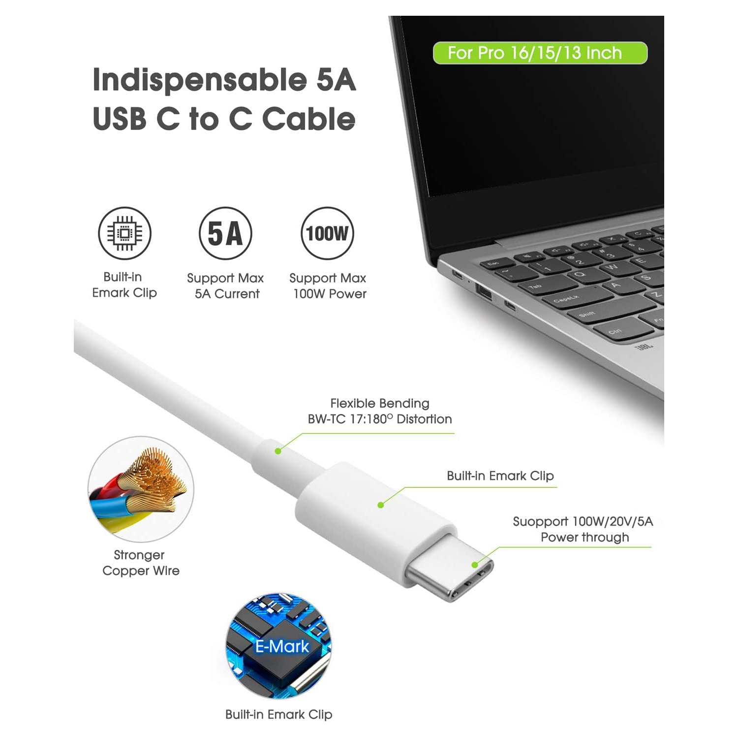 Mac Book Pro Charger, 61W 67W USB C Charger Power Adapter for MacBook Air MacBook Pro 13 14 15 inch 2023 2022 2021 2020 2019 2018, M1 M2 Included