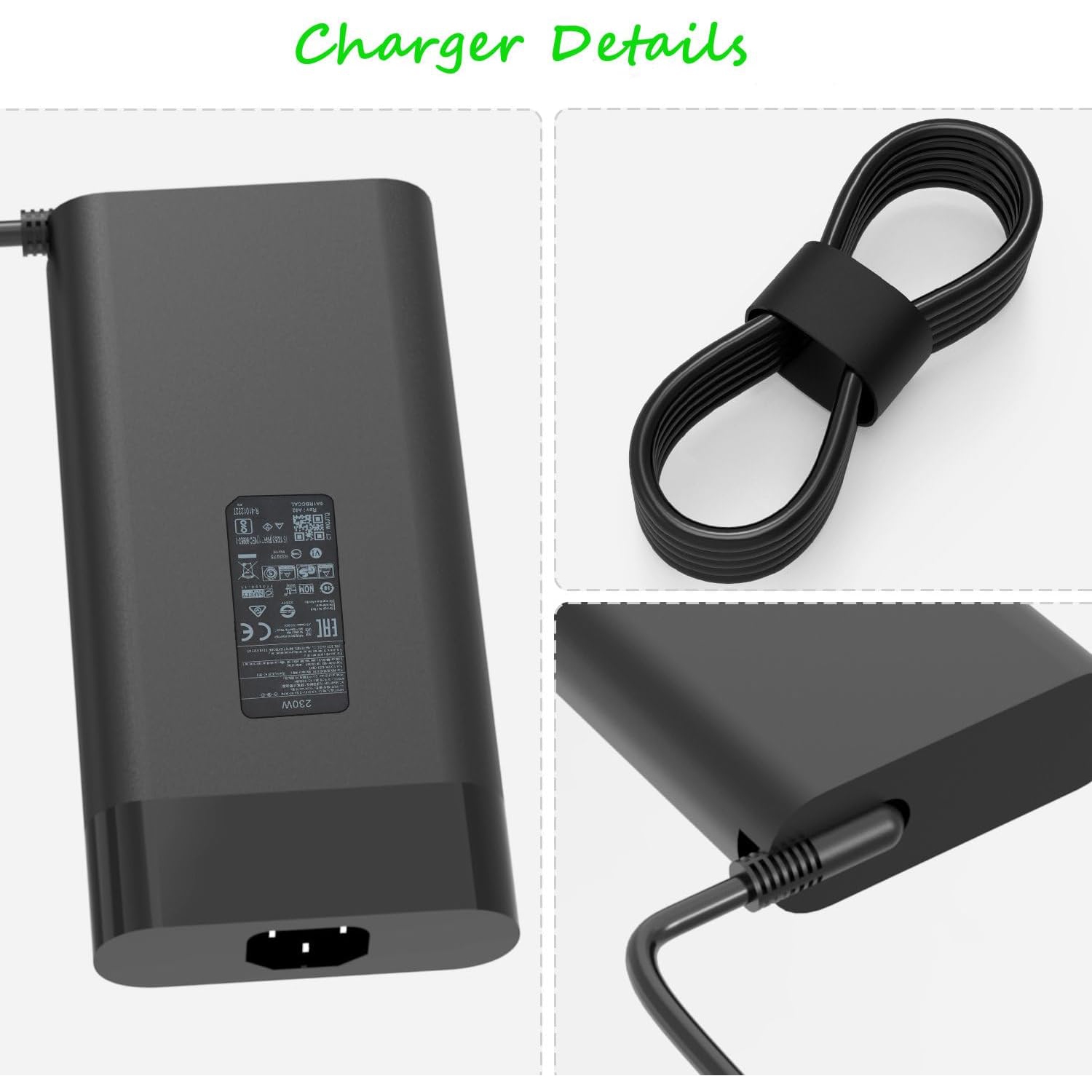 Chargeur c.a. mince de 230&nbsp;W pour portable OMEN 15 16 15-en1013dx 15-ek1013dx 16-b1797nr 16-b1085nr 16-b0005dx 16-b0013dx 16-c0002dx 16-c0012dx