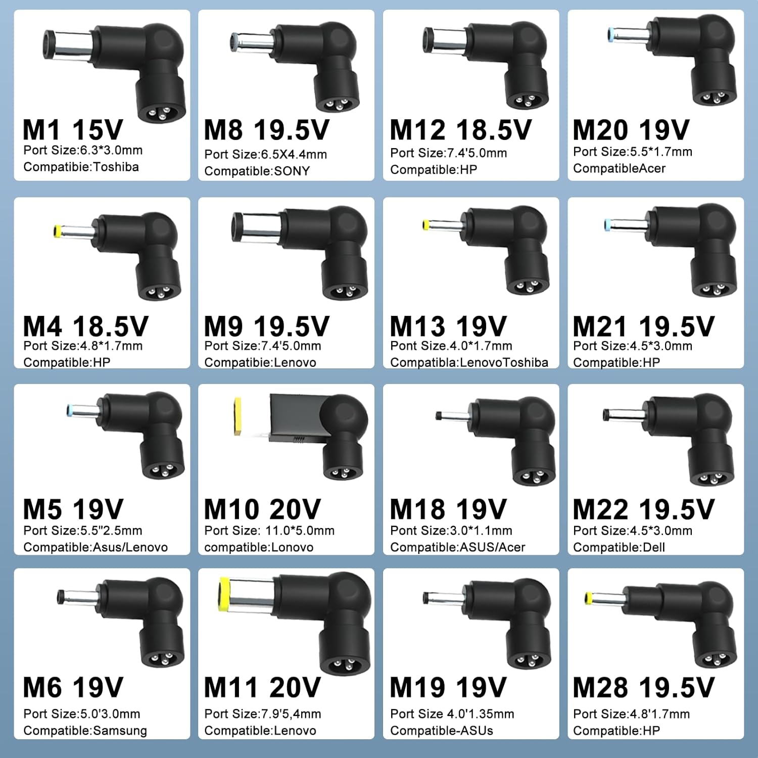 90W 16Tips Universal Laptop Charger - Fit for HP Dell Acer Asus Lenovo Samsung LG IBM Google Toshiba Sony Fujitsu MacBook Pro Gateway Notebook
