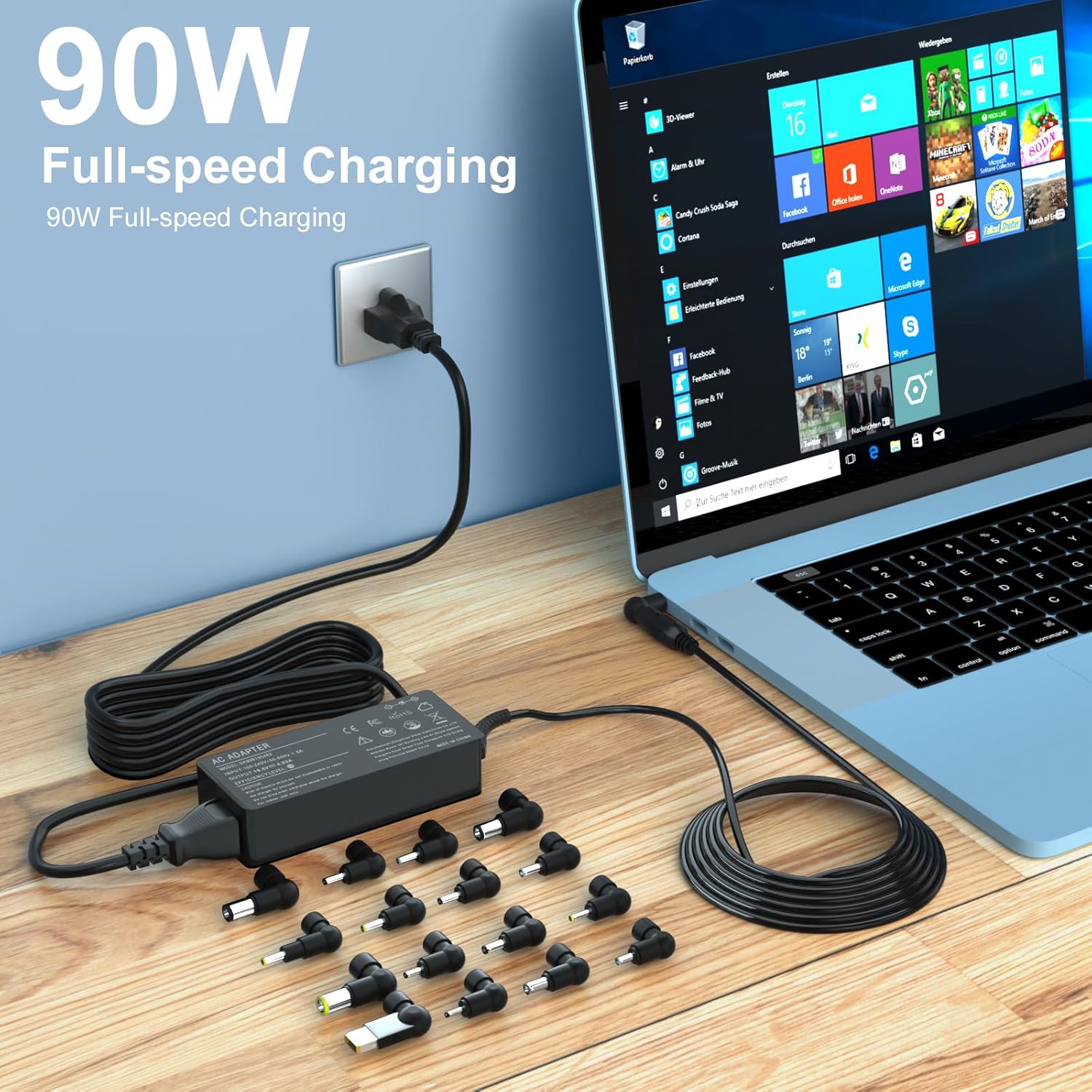 90W 16Tips Universal Laptop Charger - Fit for HP Dell Acer Asus Lenovo Samsung LG IBM Google Toshiba Sony Fujitsu MacBook Pro Gateway Notebook