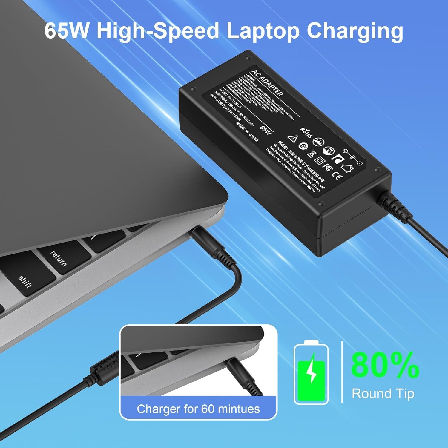 Dell Inspiron Charger 65W 45W Laptop Charger for Dell Inspiron 15 5000 7000 3000 5555 5558 3511 Inspiron 17 14 13 3000 5000 7000 Latitude E6440 E6430