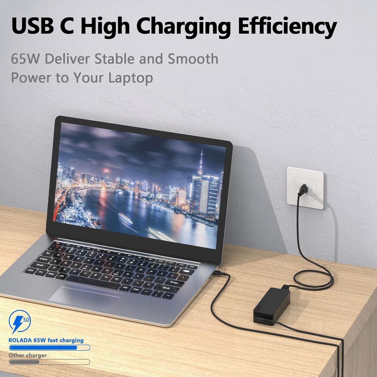 Chargeur USB-C de 65 W pour portable Chromebook 100e 300e 500e C330 S330 C340 ThinkPad T480 T480s T580 E480 E580 ADLX45YIC3D Adaptateur c.a.