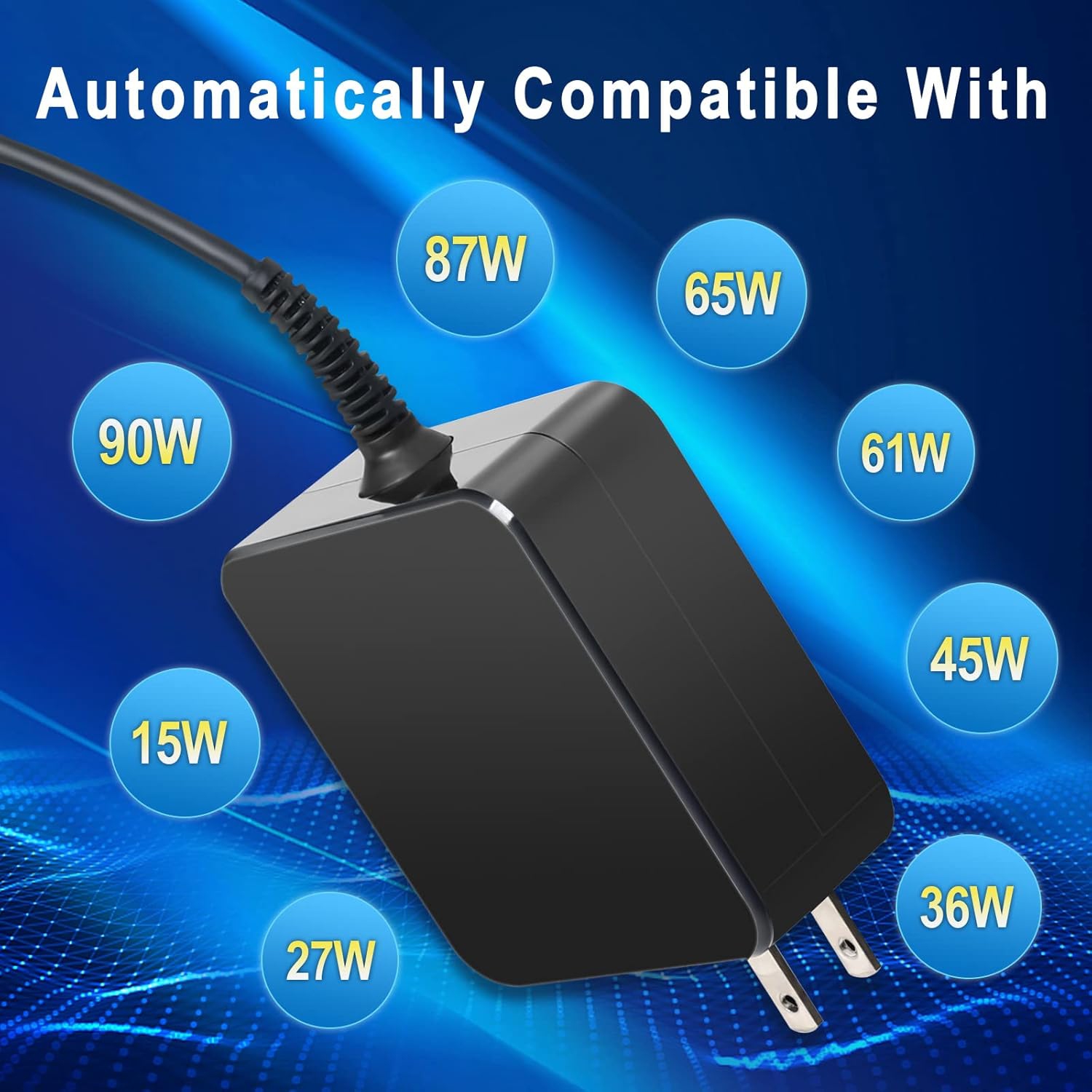 USB C Laptop Charger, 87W/90W Type-C Wall Adapter Replacement for New MacBook Air/Pro Huawei MateBook DELL XPS Lenovo Thinkpad Carbon x1 5th 6th Gen