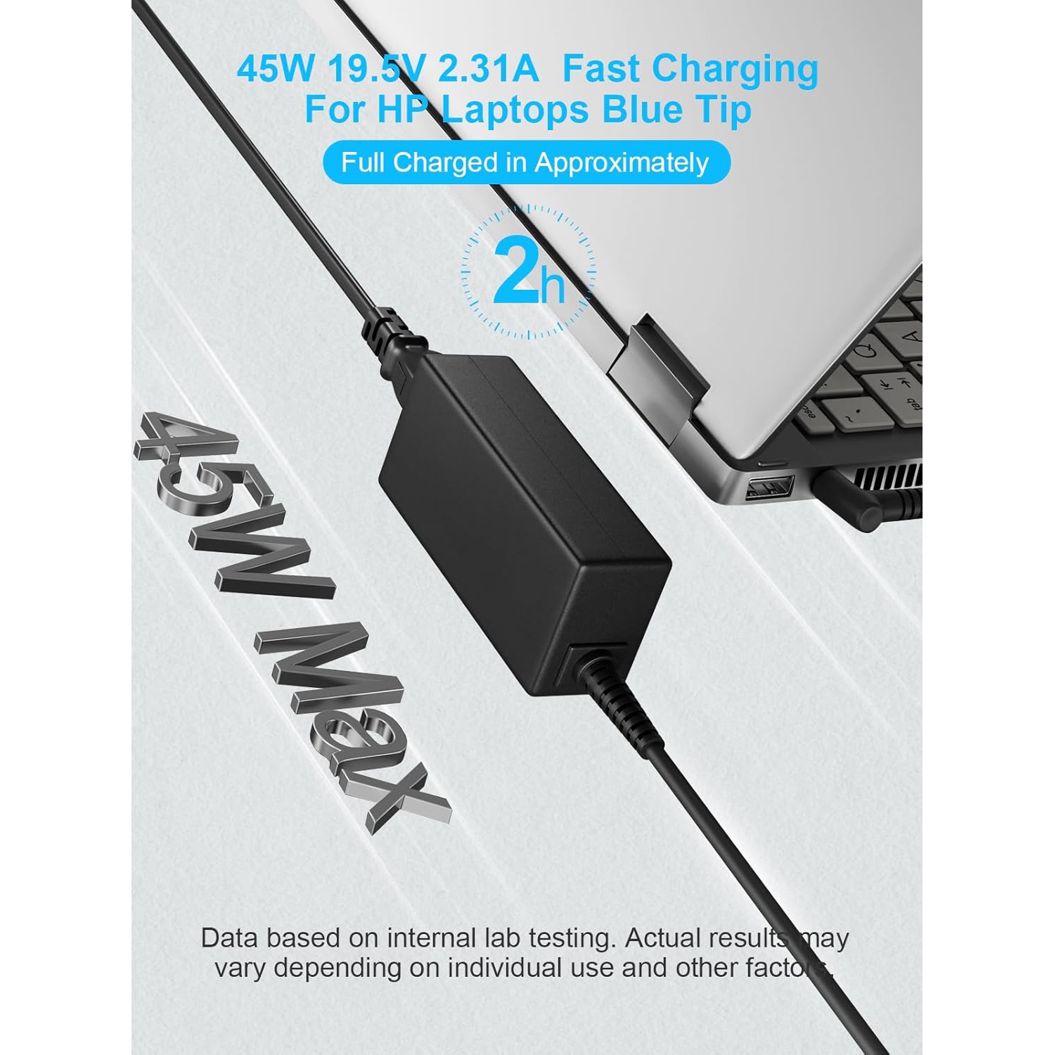 45W HP Laptop Charger for HP Pavilion X360 11 13 15 Series, Stream 11 13 14, Envy X360 13 15, Elitebook Folio, Spectre Ultrabook, HP AC Adapter