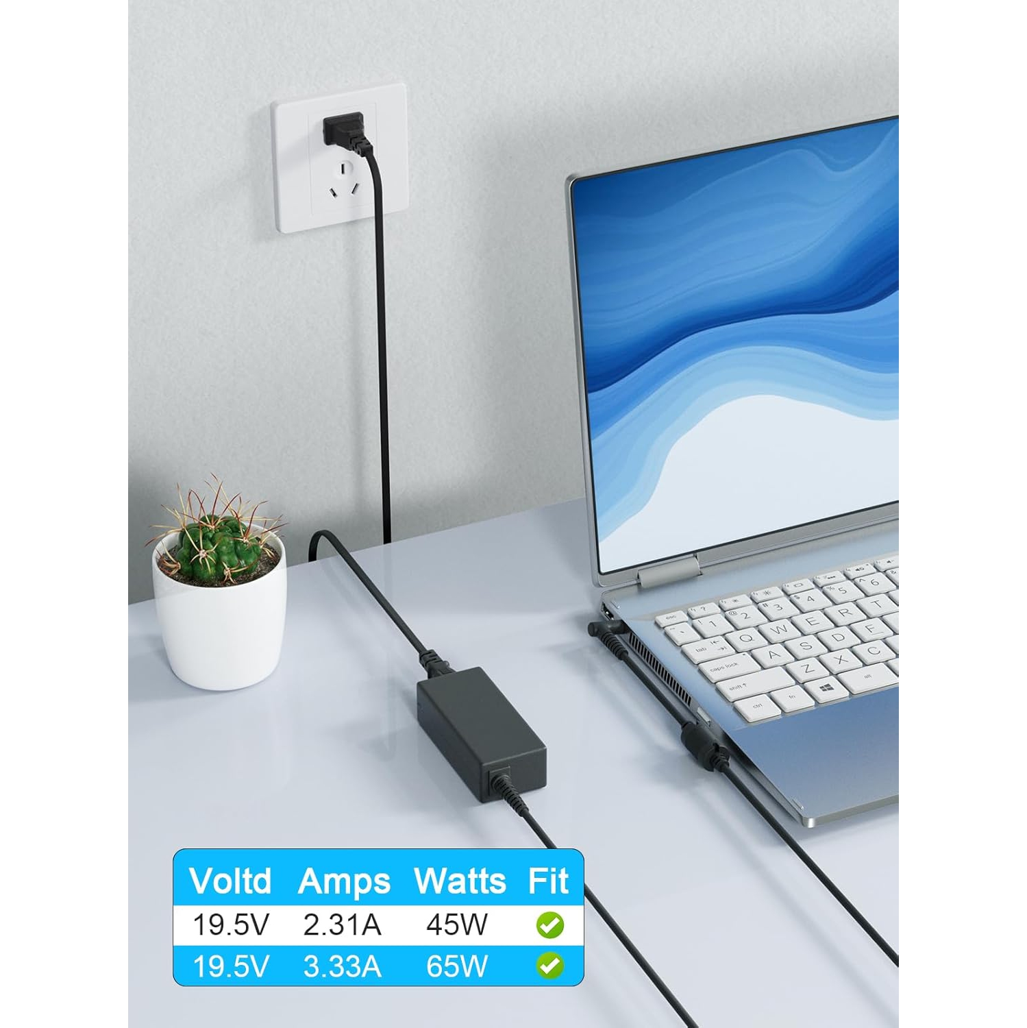 45W HP Laptop Charger for HP Pavilion X360 11 13 15 Series, Stream 11 13 14, Envy X360 13 15, Elitebook Folio, Spectre Ultrabook, HP AC Adapter