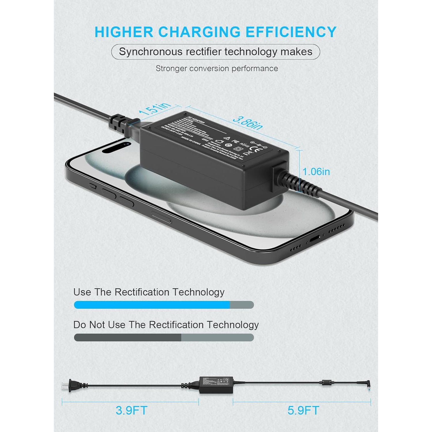 45W HP Laptop Charger for HP Pavilion X360 11 13 15 Series, Stream 11 13 14, Envy X360 13 15, Elitebook Folio, Spectre Ultrabook, HP AC Adapter