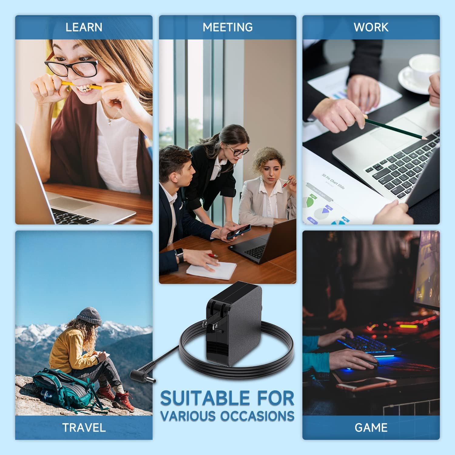 Chargeur de portable de 65&nbsp;W pour IdeaPad 3, 5, IdeaPad 100S, 110, 120 de Lenovo 120S, 130, 310, 320, 330, 510S, 510, 530S, S145 S340, YOGA 510,