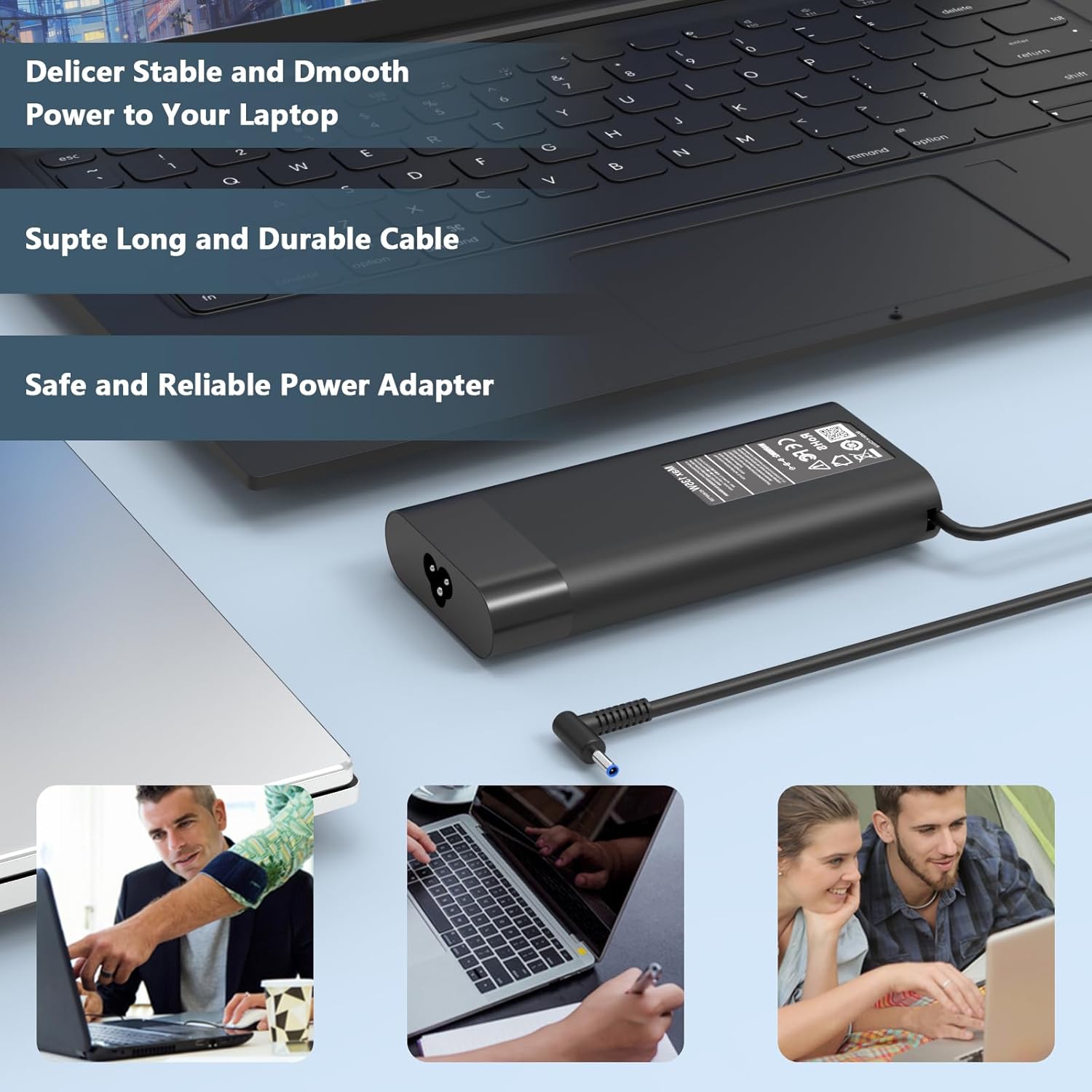 Chargeur portable 135&nbsp;W pour HP Spectre X360 15 16 15-ch000 15-df0000 15-df1000 15-eb0000 16-f0000 16-f1000 16-f2000 Portable pour HP Pavilion