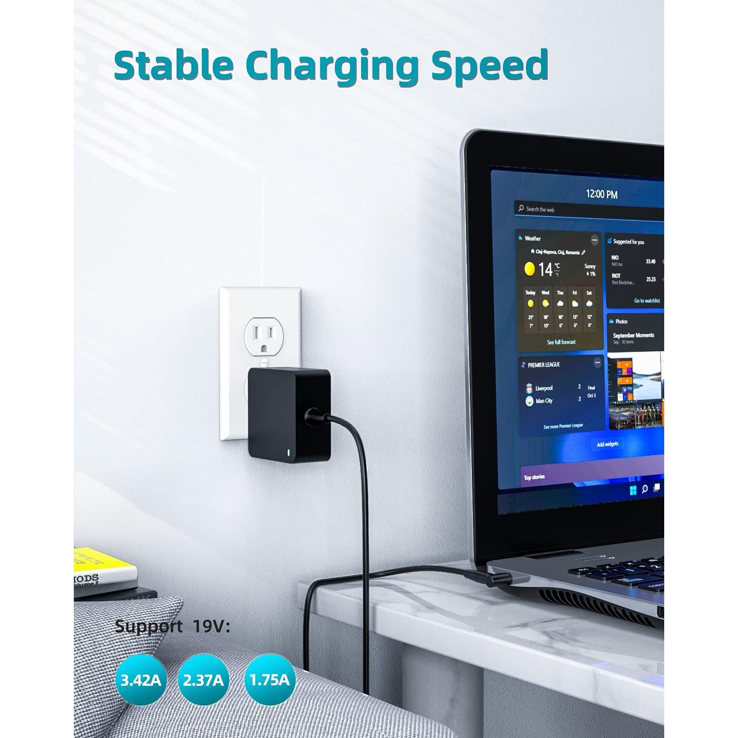 Chargeur universel pour portable Asus avec port rond - Compatible avec Vivobook, Zenbook et plus encore, 65&nbsp;W/45&nbsp;W/33&nbsp;W, voyant DEL,