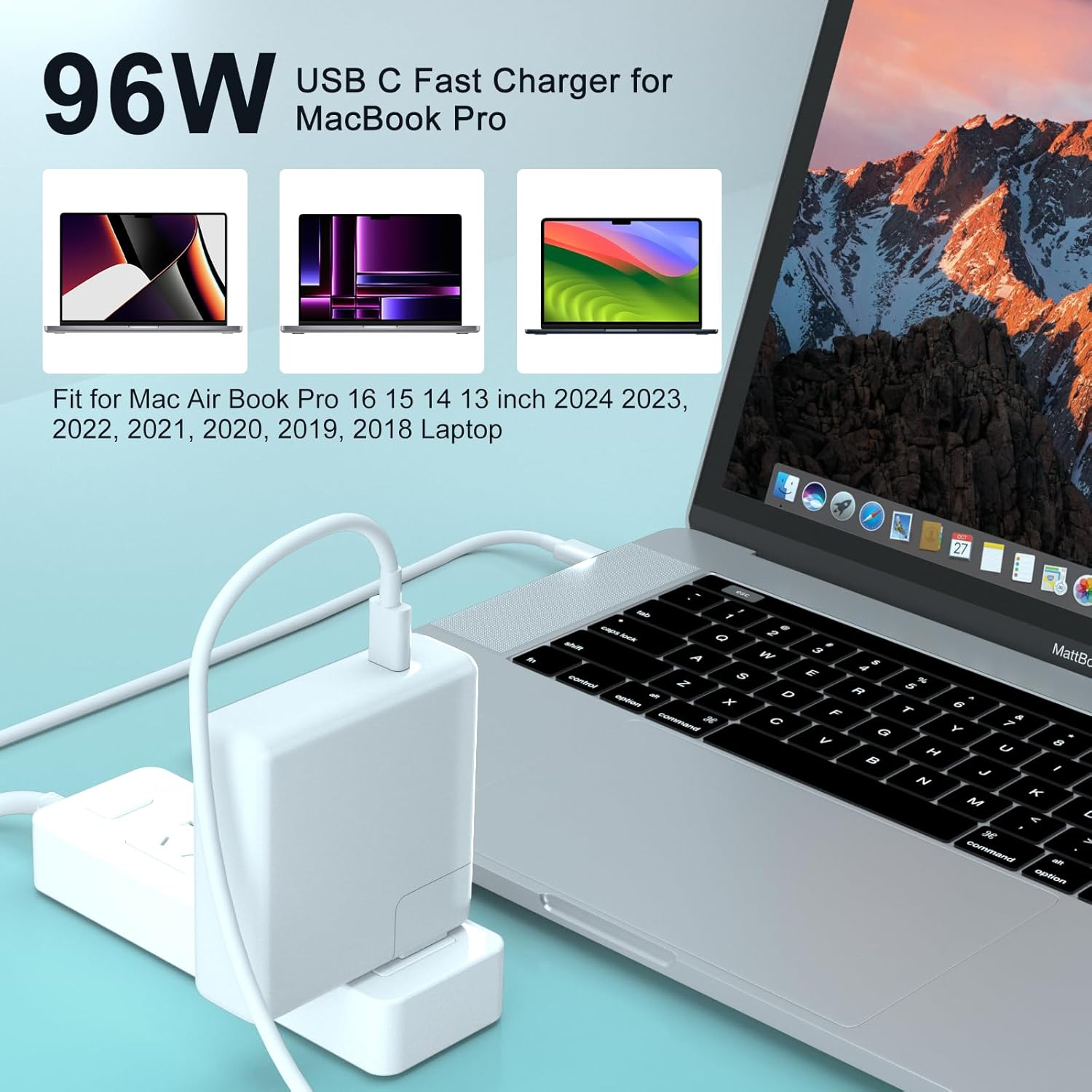 96W USB C Fast Charger for MacBook Pro - Fit for Mac Air Book Pro 16 15 14 13 inch 2024 2023, 2022, 2021, 2020, 2019, 2018 Laptop, i-Pad Pro and All