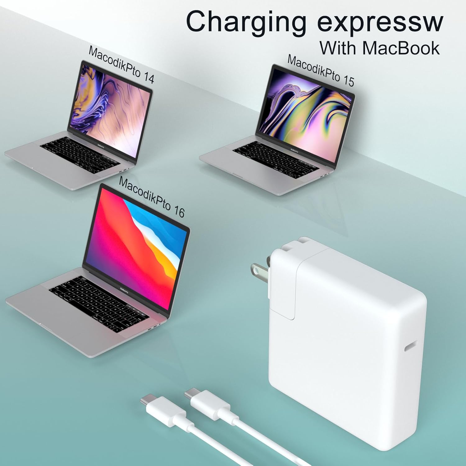 96W USB C Fast Charger for MacBook Pro - Fit for Mac Air Book Pro 16 15 14 13 inch 2024 2023, 2022, 2021, 2020, 2019, 2018 Laptop, i-Pad Pro and All
