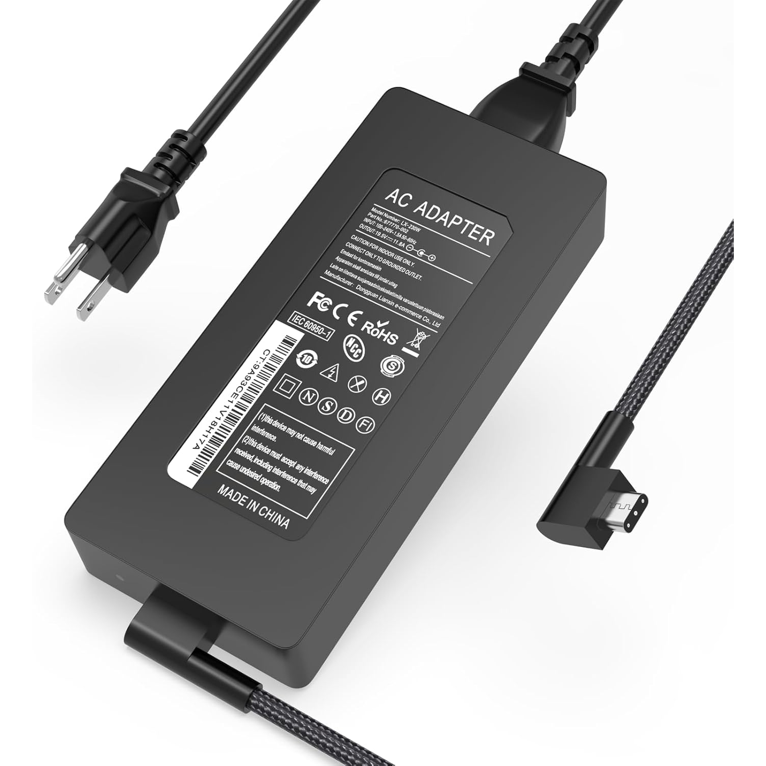 230W 19.5V 11.8A AC Charger for Razer Blade 14 15 16 17 18 RZ09-0508x(2024) RZ09-0483x(2023) RZ09-0484x(2023) Blade Pro 17/4K Gaming Laptop RC30-042 RC30-0423 RTX4070 RTX4090 Compu