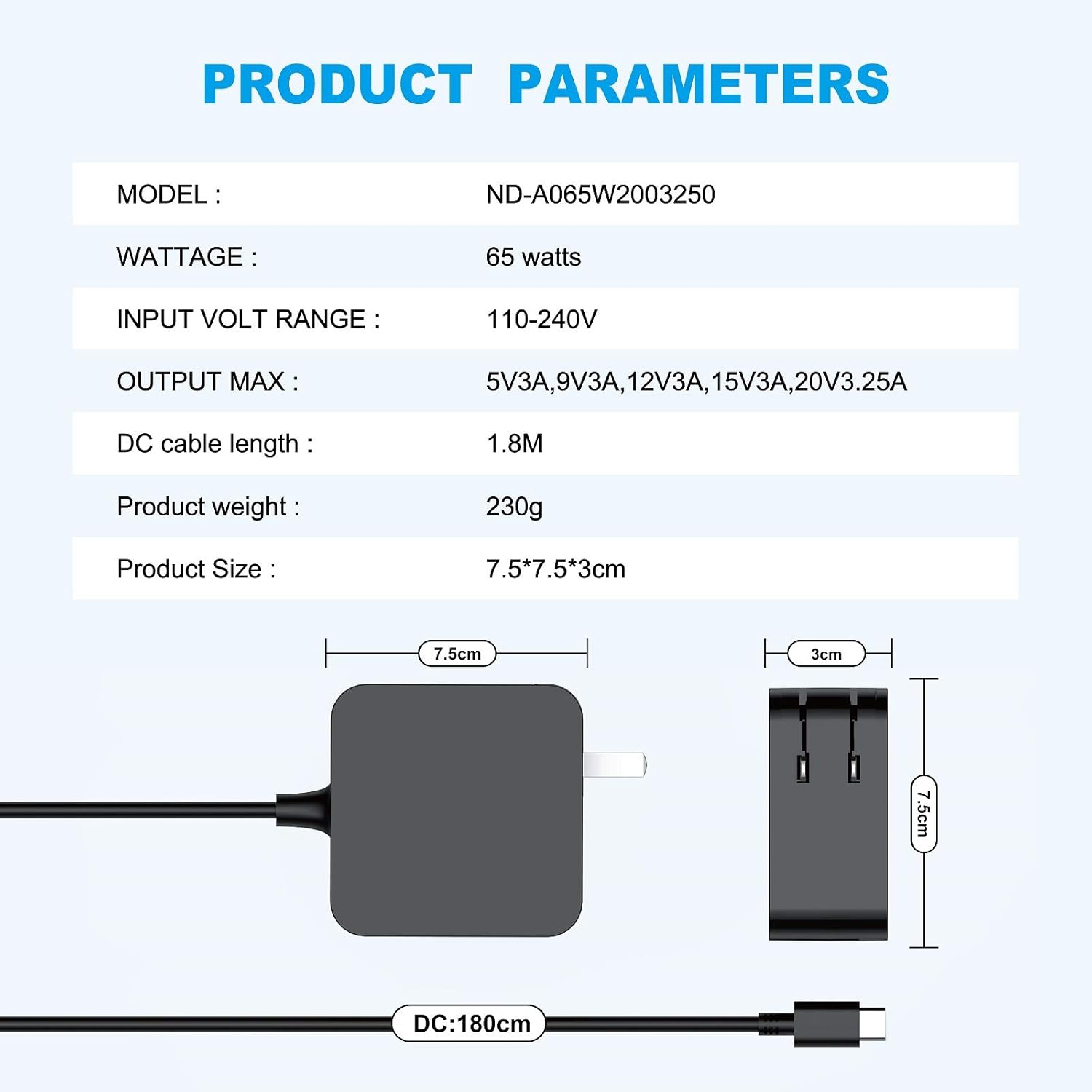 65W 45W Universal USB-C Laptop Charger, Chromebook Charger Lenovo Chromebook Charger 100e 300e, Acer Chromebook Spin 11 13 15, Asus Chromebook