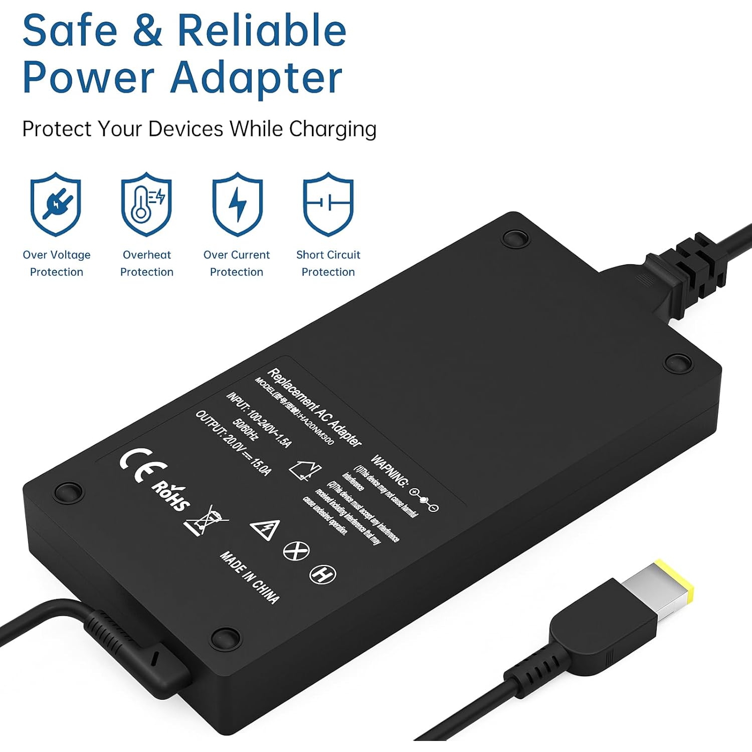 300W 20V 15A AC Slim Tip Laptop Adapter Replacement for Lenovo Legion 5 Pro 15/16/17 Legion 7/7i ThinkPad R9000P R9000K ADL300SDC3A Power Supply