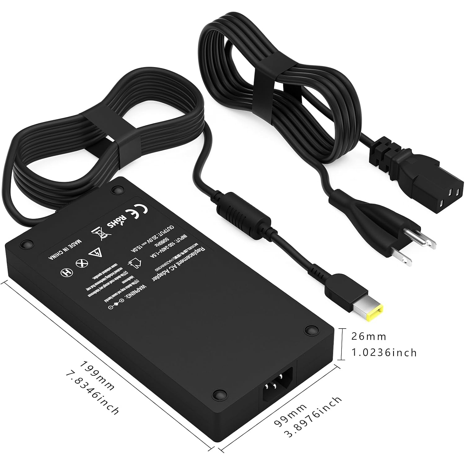 300W 20V 15A AC Slim Tip Laptop Adapter Replacement for Lenovo Legion 5 Pro 15/16/17 Legion 7/7i ThinkPad R9000P R9000K ADL300SDC3A Power Supply