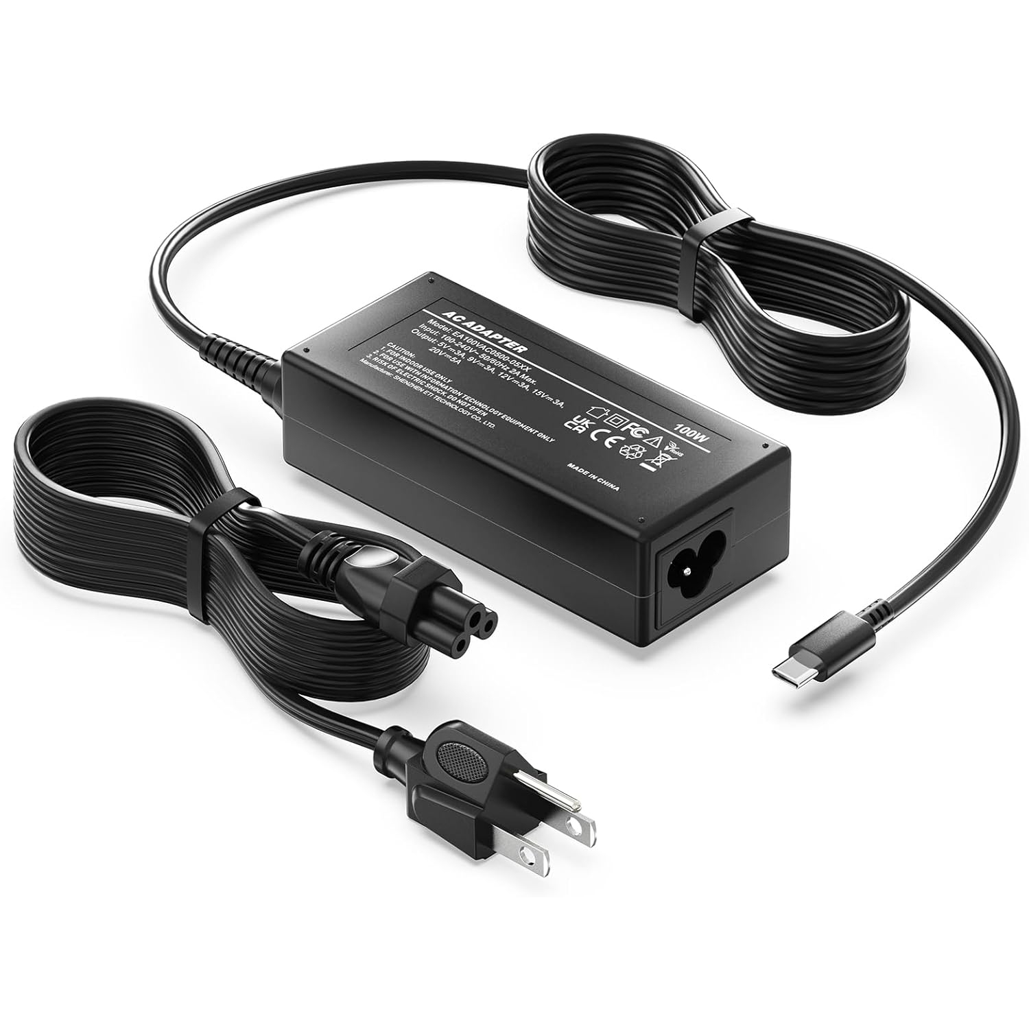 100W USB C Universal Laptop Charger, Type C Chromebook Computer Charger Power Supply Adapter Cord for Asus Lenovo Dell HP Acer MacBook Samsung Google