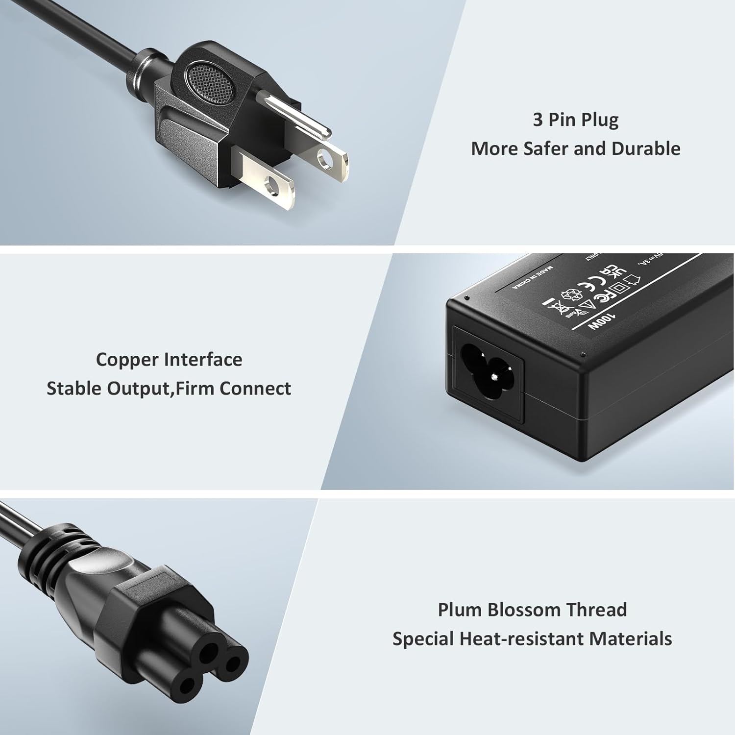 100W USB C Universal Laptop Charger, Type C Chromebook Computer Charger Power Supply Adapter Cord for Asus Lenovo Dell HP Acer MacBook Samsung Google