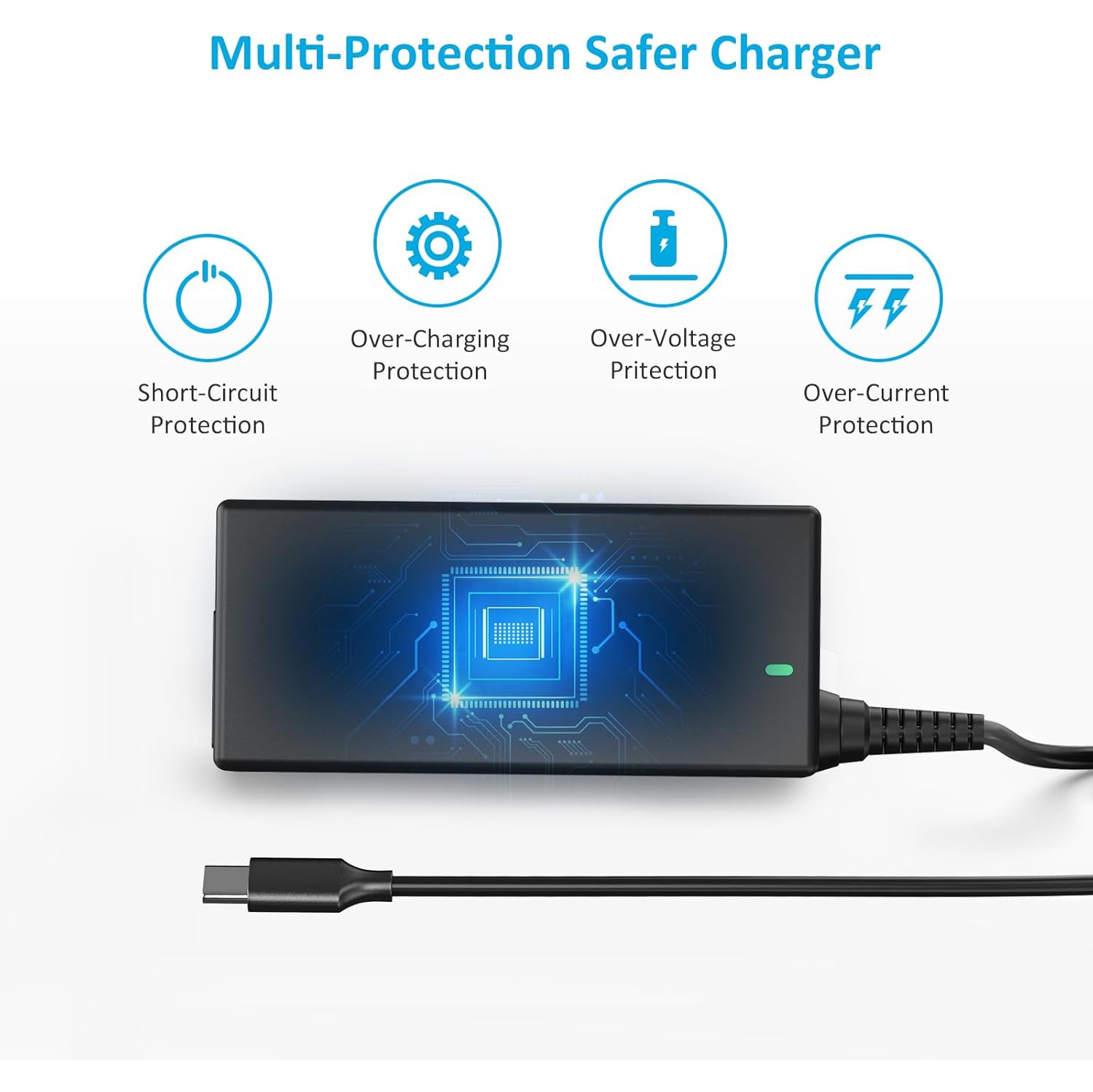 100W USB C Universal Laptop Charger, Type C Chromebook Computer Charger Power Supply Adapter Cord for Asus Lenovo Dell HP Acer MacBook Samsung Google