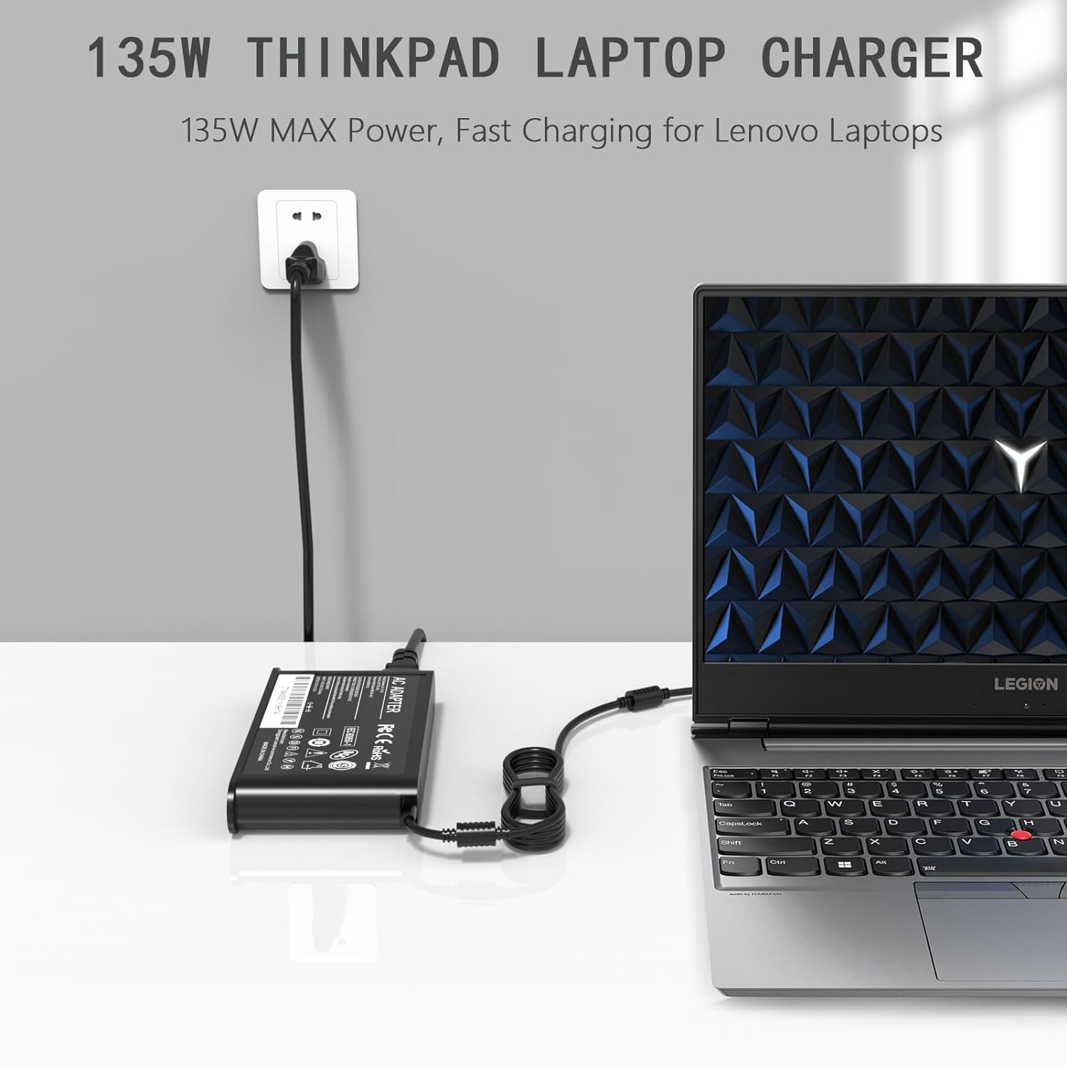 135W 20V 6.75A Laptop Charger Fit for Thinkpad 135W AC Adapter P1 P15v T15p P16 P16v P50 P70 P71 T440P T470P T540p X1 Extreme Gen 1 2 3 4 5 IdeaPad