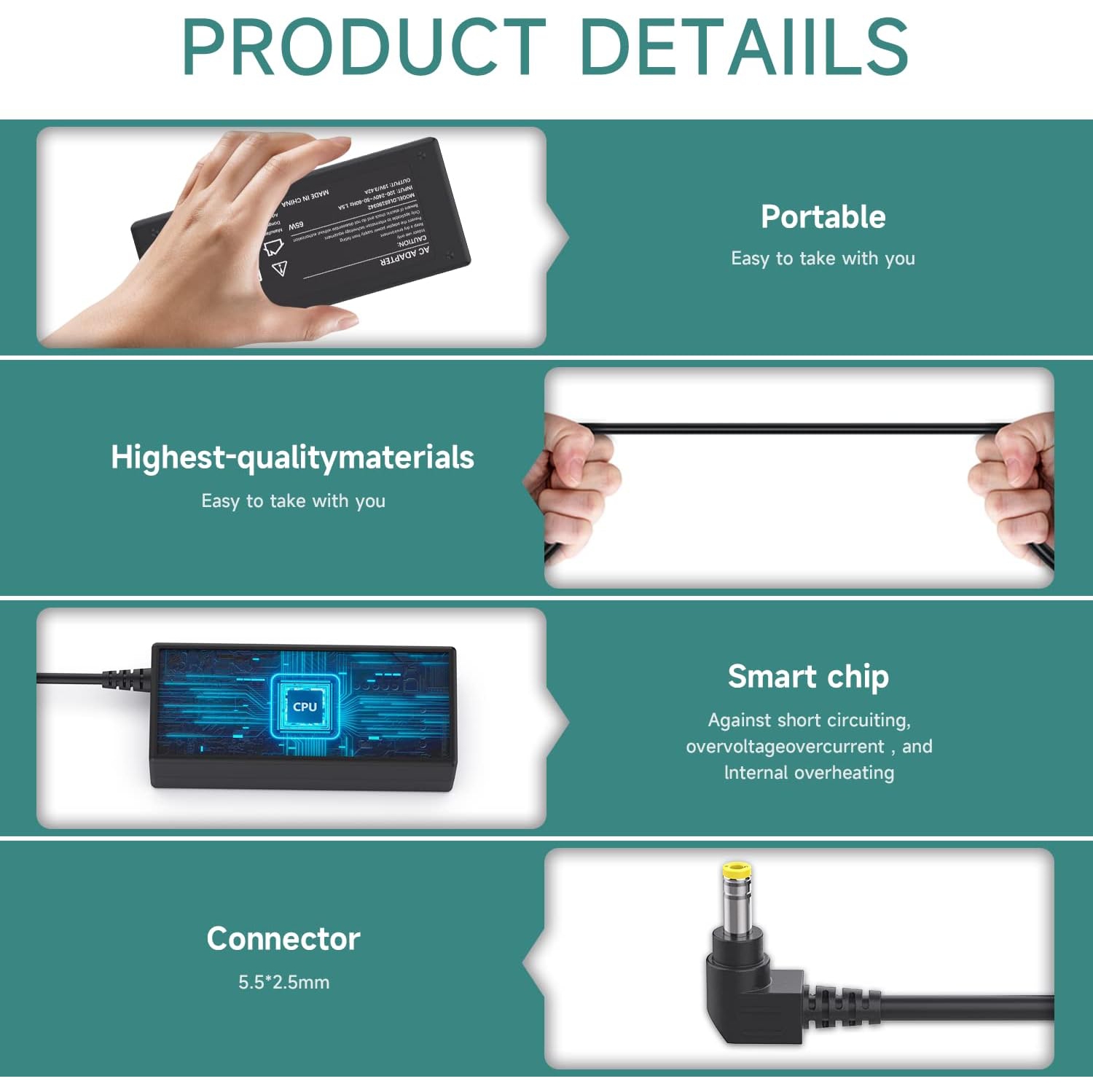 Chargeur 19&nbsp;V pour HP Pavilion, adaptateur pour moniteur HP 20 21,5 23 23,8 25 27 pouces, 27XW 20XI 22BW 23ER 27ES, 24CT 25XW 25BW 25XI 22CWA