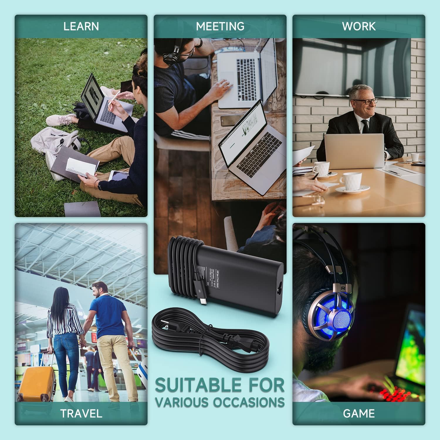 90W USB C Charger for Dell Latitude 3120, 3300, 3301, 5400, 5420, 5520, 7275, 7280, 7300, 7420; XPS 12 13 9250, 9350, 9360, 9365/ Inspiron 16 14 Plus