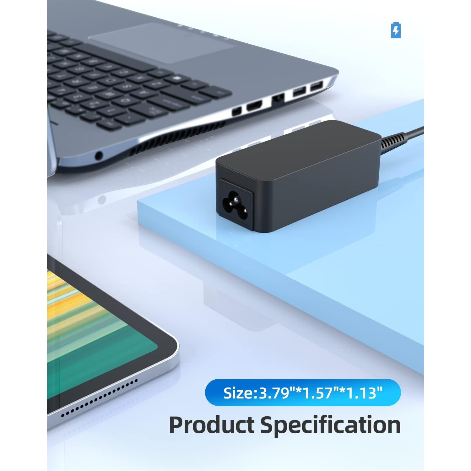 Chargeur Chromebook pour HP Lenovo, Asus, Acer, Dell, Chromebook, Samsung, tête USB-C,, 45&nbsp;W