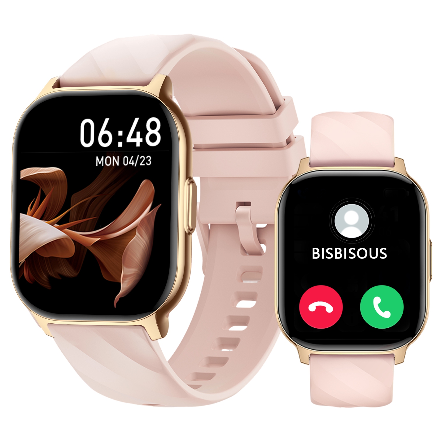 BISBISOUS Smartwatch for Women-2.1"Heart Rate Sleep-Make/Answer Call 300mAh-Pink