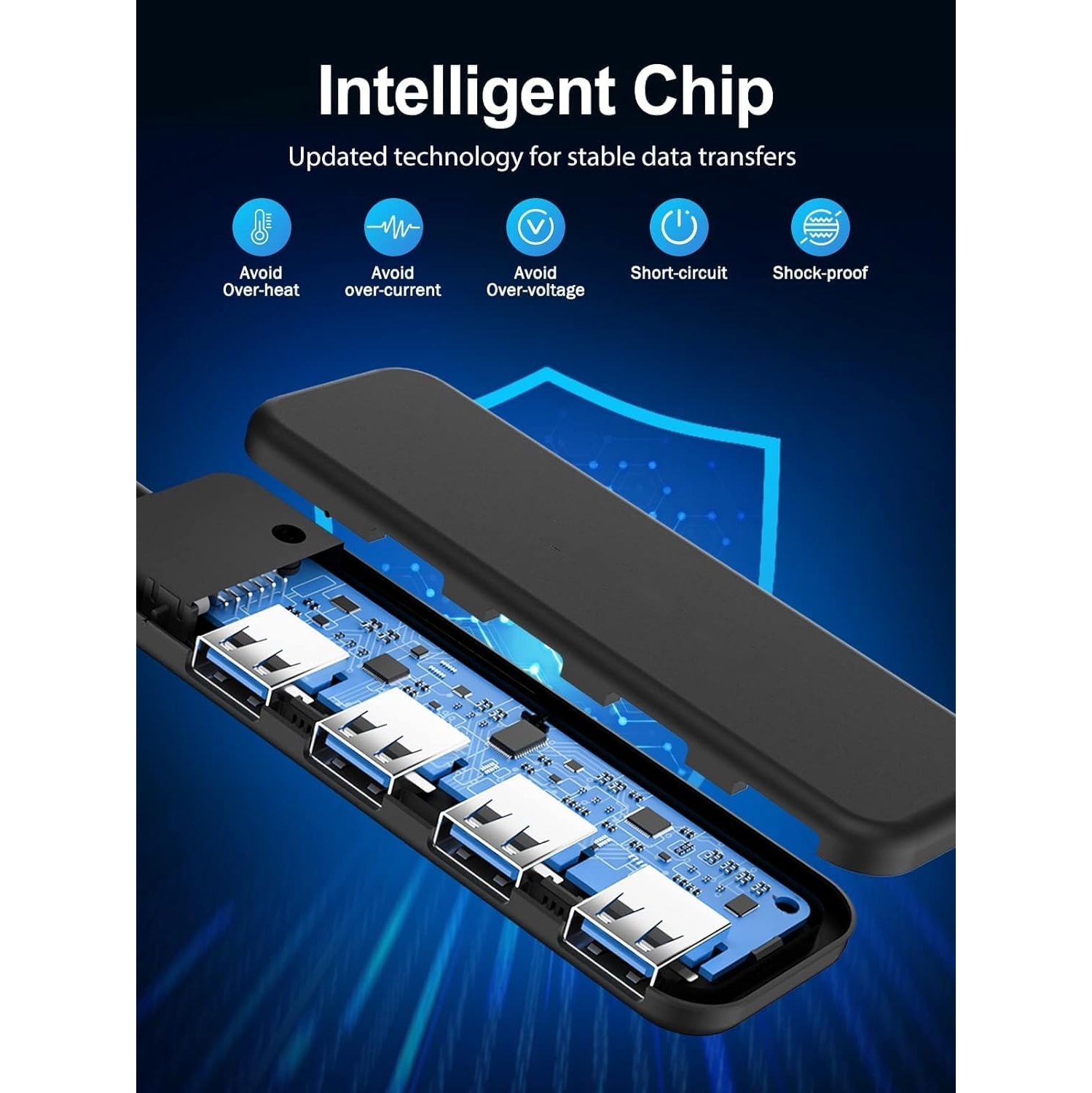 4-in-1 USB C to 4 Port USB 3.0 Adapter Data Extender Hub, High Speed USB C Splitter, Compatible with Laptop Thunderbolt 3 MacBook Pro M1 Air 2020,