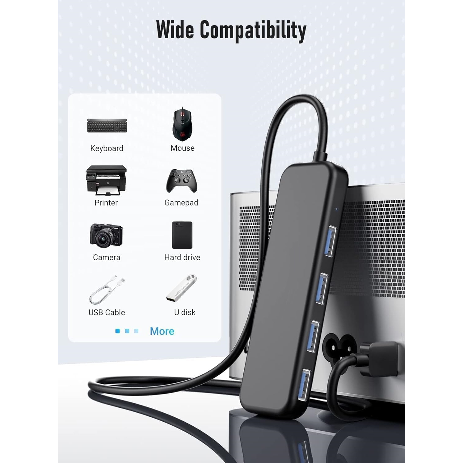 4-in-1 USB C to 4 Port USB 3.0 Adapter Data Extender Hub, High Speed USB C Splitter, Compatible with Laptop Thunderbolt 3 MacBook Pro M1 Air 2020,