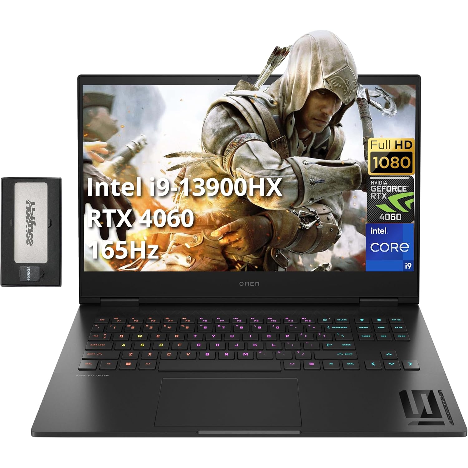 HP OMEN 16.1" FHD 165Hz Gaming Laptop, Intel i9 13900HX, 4TB SSD, 64GB DDR5, NVIDIA GeForce RTX 4060 8GB, 4-Zone RGB KB, Wi-Fi 6E, Win 11 Pro, Black, 256GB Docking Station Set