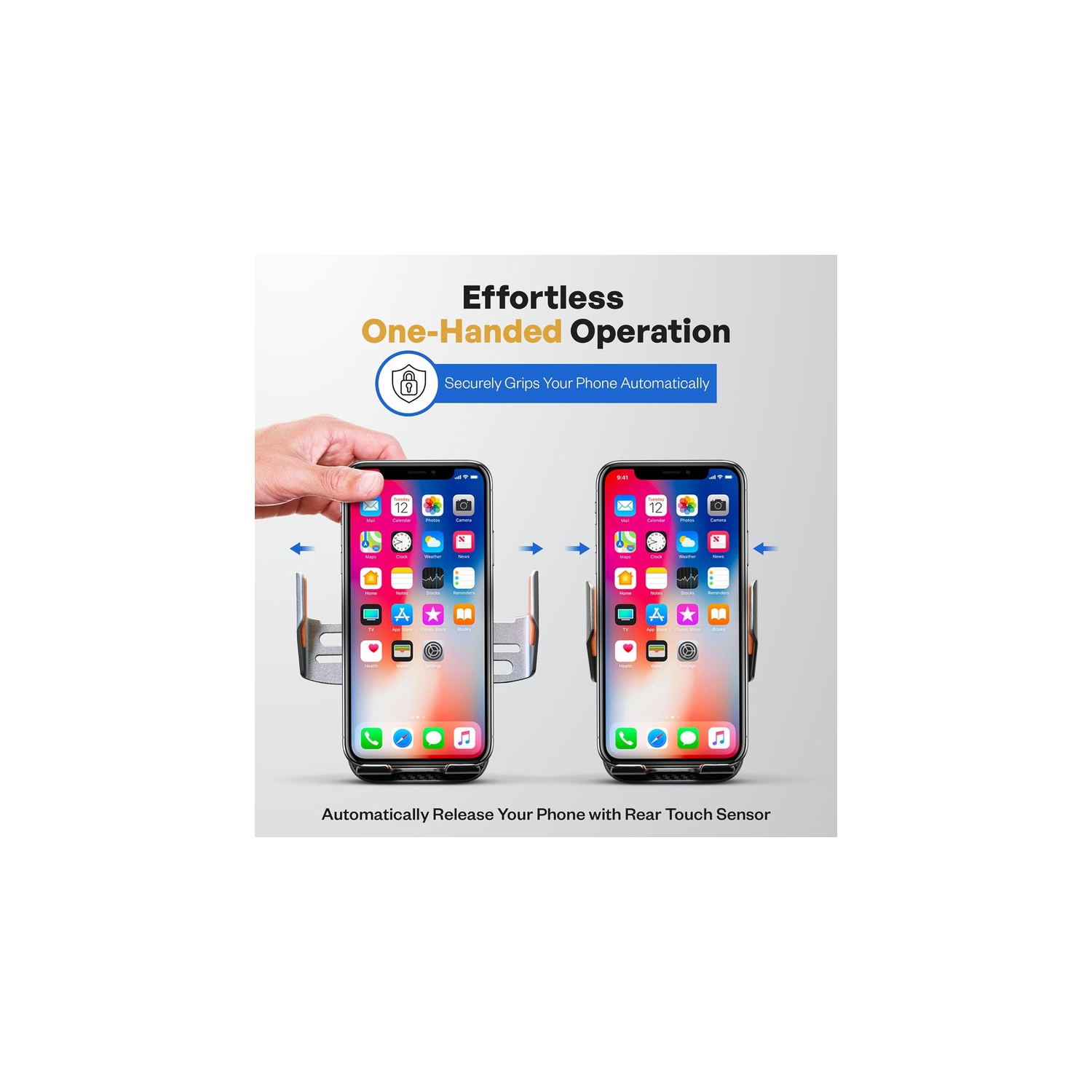 Wireless Car Charger & Phone Holder, 15W Fast Charging, Auto-Clamping, Qi-Certified, Universal Air Vent Mount, Compatible with iPhone, Galaxy &