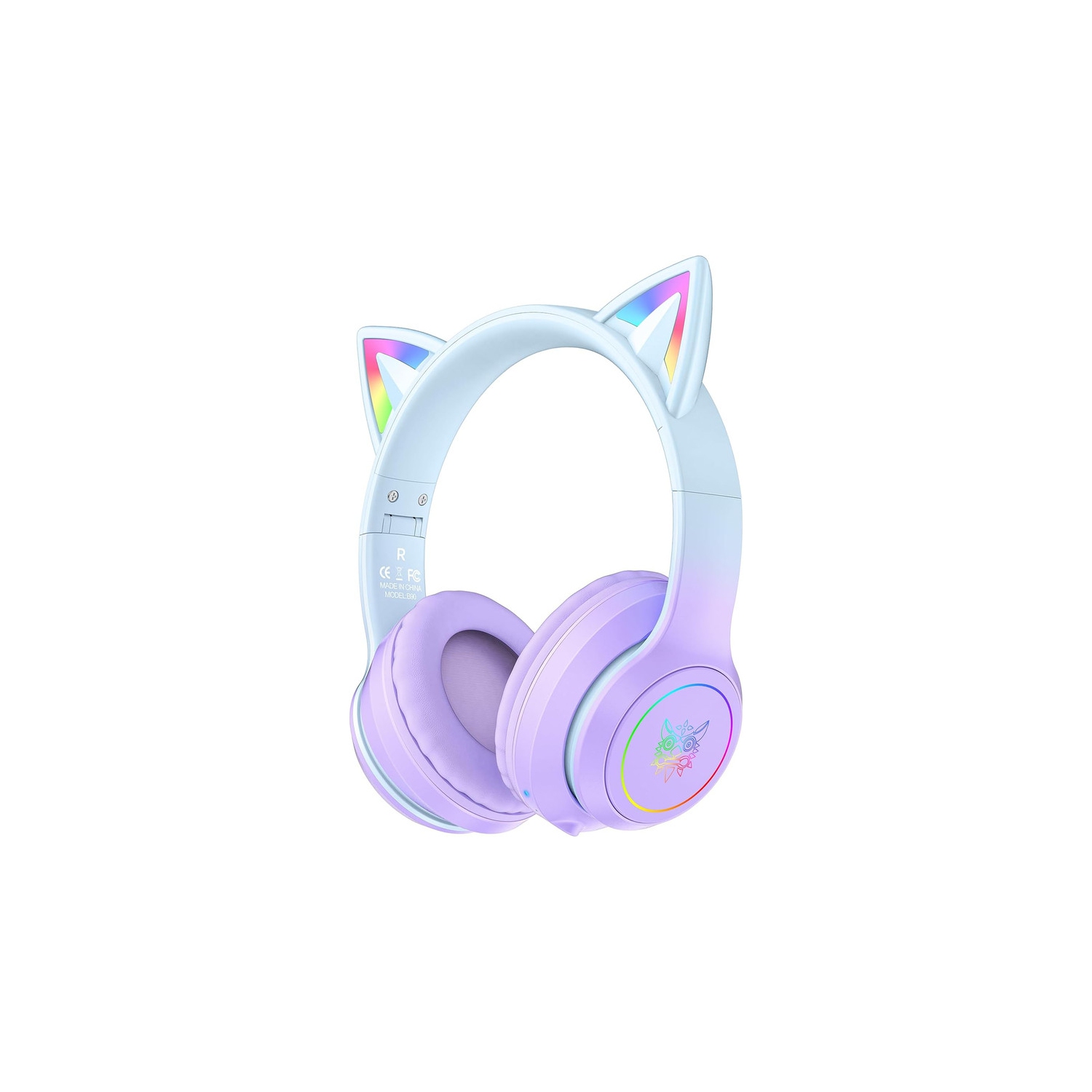 Cat Ear Bluetooth Headphones with Micphone for Kids & Adults, LED Light Up Wireless HI-FI Sound Quality, Over-Ear Headphones with Volume Control