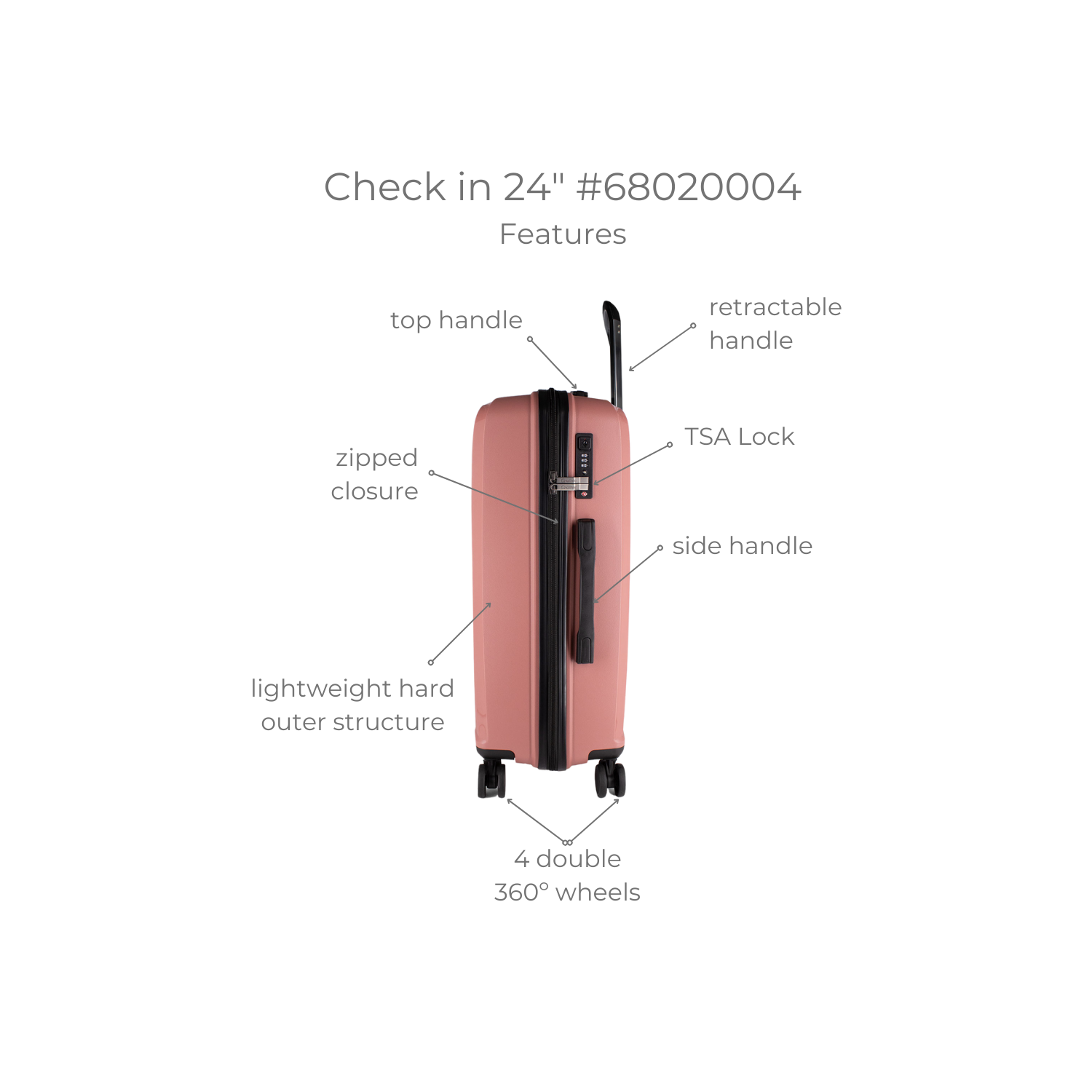 Cavalinho Colorful Check-in Hardside 24'' Luggage - Pink