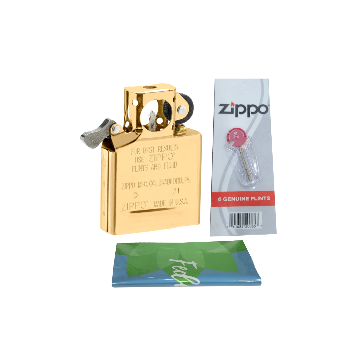 Zippo Gold Pipe Lighter Insert Plus Six Bonus Flints and a Microfiber Cleaning Cloth
