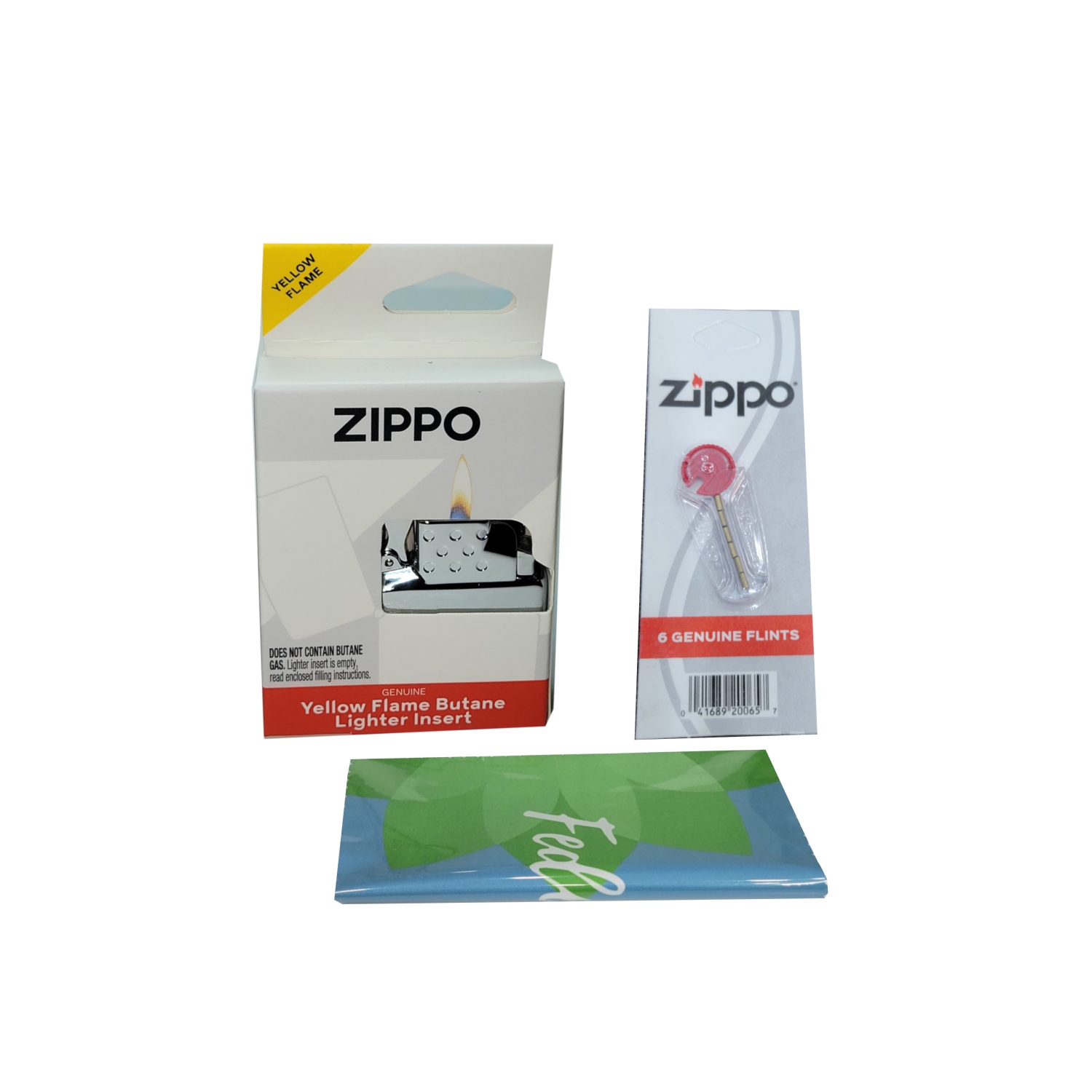 Zippo Yellow Flame Lighter Insert Plus Six Bonus Flints and a Microfiber Cleaning Cloth