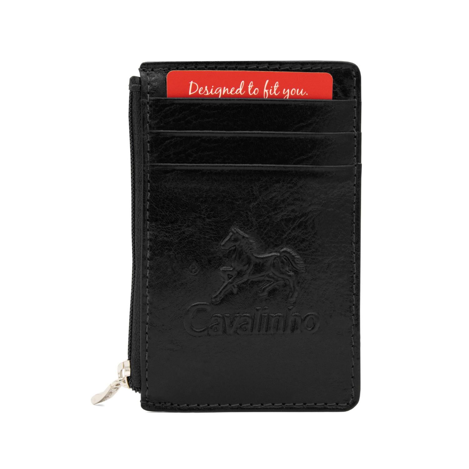 Portefeuille mince en cuir avec porte-cartes Gentleman de Cavalinho - Noir - Protection RFID